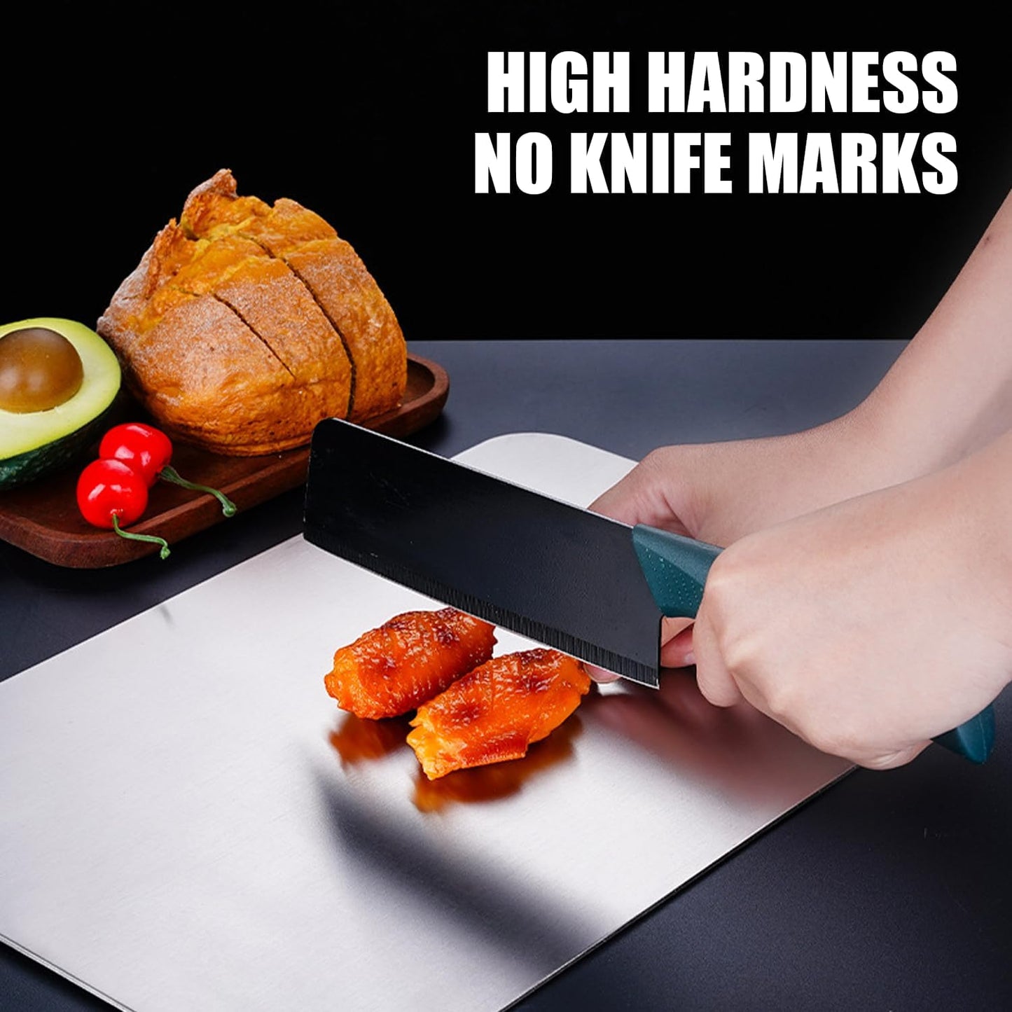 Cutting Board Double Sided,2 Pcs Vegetable Board With Sharpening Stone,Large Size+Small Size,Food Grade Stainless steel and Wheat straw PP Material,Eco-Friendly (16x10)