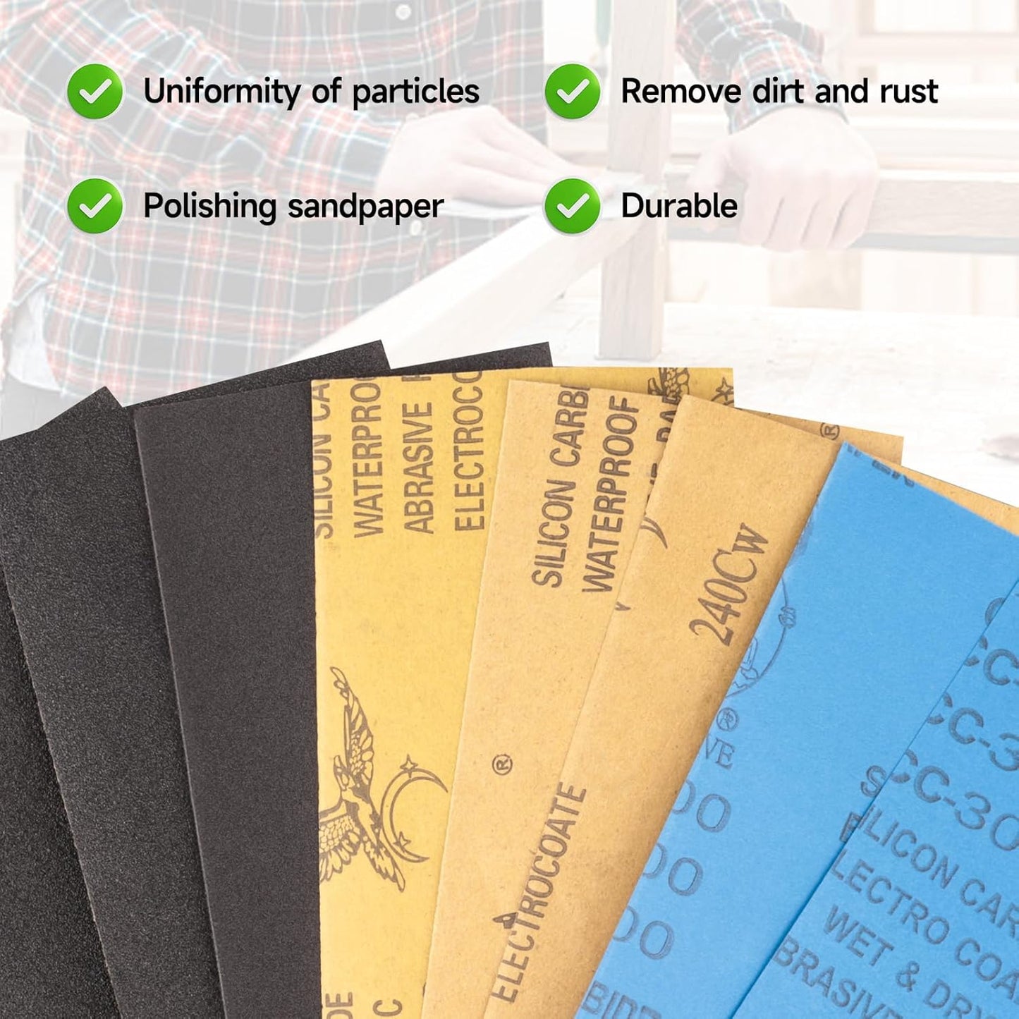 Sandpaper 60 Grit, Wet Dry Sanding Sheets 9x3.6 inch for Wood Furniture Finishing, Metal Sanding and Automotive Polishing,21 -Sheet
