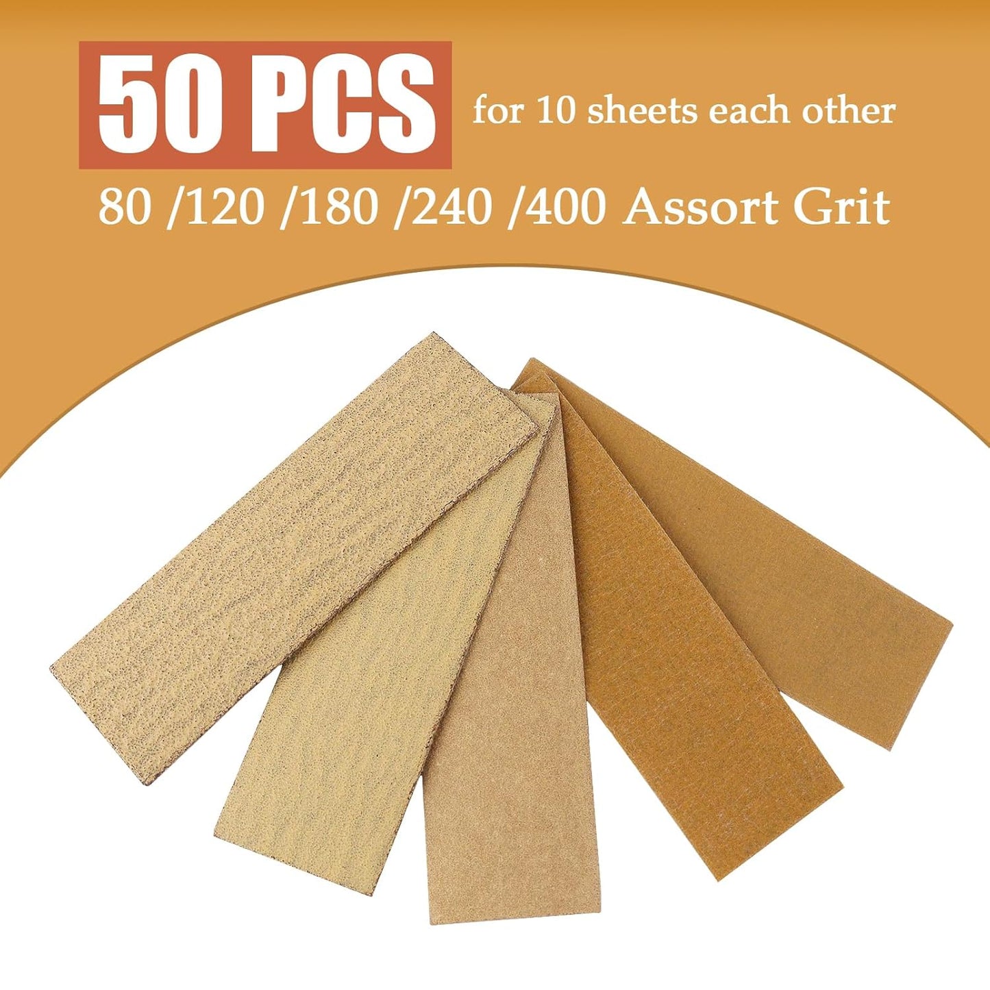 Mini Sander Kit of Detail Hand Sanding Tools and 50 PCS 80/120/180/240/400 Grit Wet Dry Sandpaper Assortment Pack for Wood Furniture, Small DIY Projects and Crafts Polishing