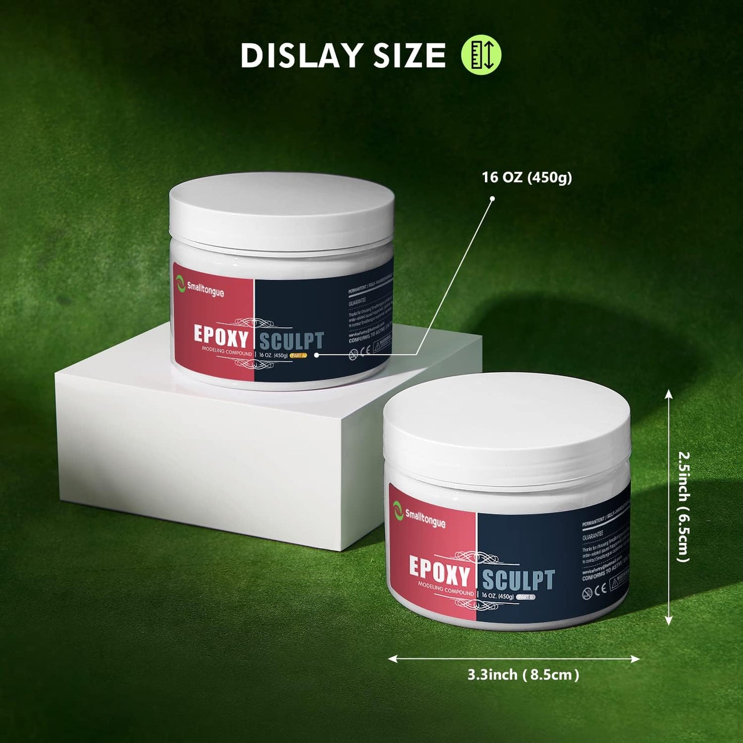 Smalltongue AB Epoxy Sculpt Clay, Natural Color, 2 Part Epoxy Sculpture Modeling Paste Clay (A & B) 1 Pound, Modeling Compound for Modeling, Repair, Fill Up Retrofit and Sculpture