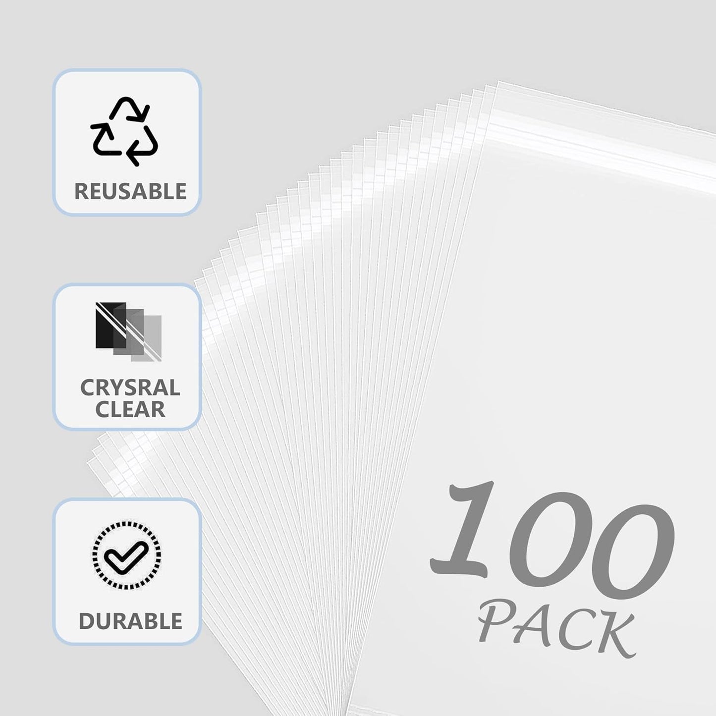 100 Pack 11 3/7 x 14 3/8 Inches Crystal Photo Sleeves Storage Bags for 11x14 Photo Mat, Art Sleeves for Prints