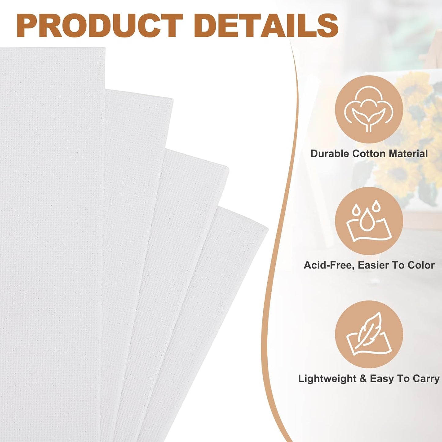 MECCANIXITY Canvas Boards for Painting, 9x12 Cotton Blank Primed Art Canvas Panels Acid-Free for Painting Supplies Oil Acrylic Tempera Watercolor Pouring Paint Artists(White, Pack of 5)