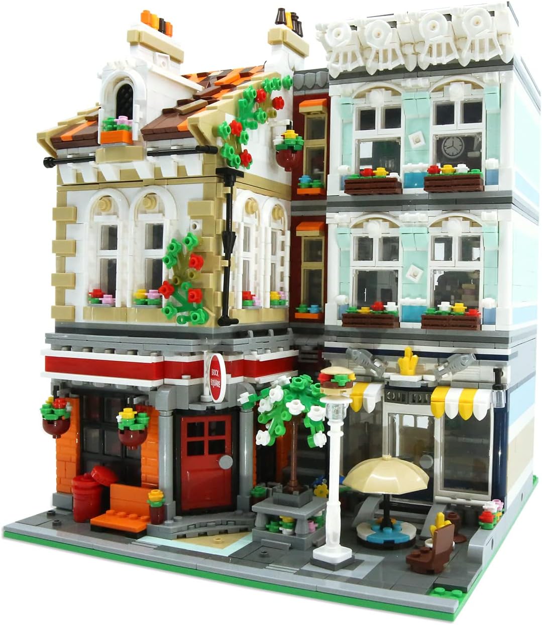 ZenithFlow Street View Building Blocks Kit, Brick Square Mini Blocks Construction Toys European Architecture Model House Store Building Set, Idea Gifts Home Decoration Collection for Adults 3299 PCS