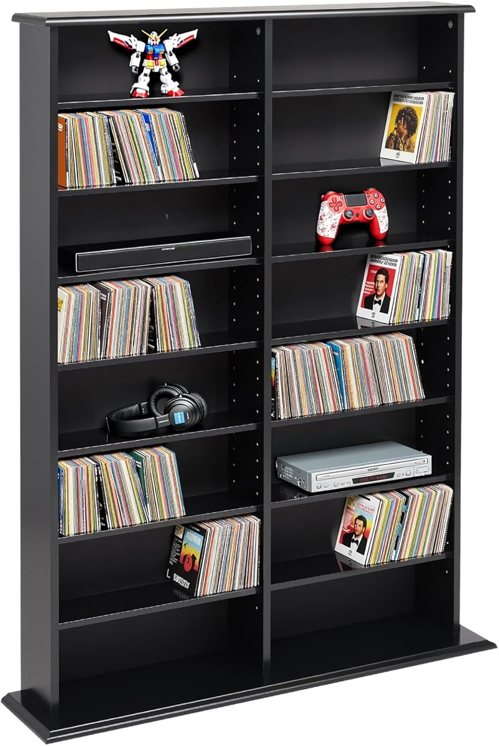 Prepac 2 Column Display Cabinet Media Storage, 38.75" Wide, Black