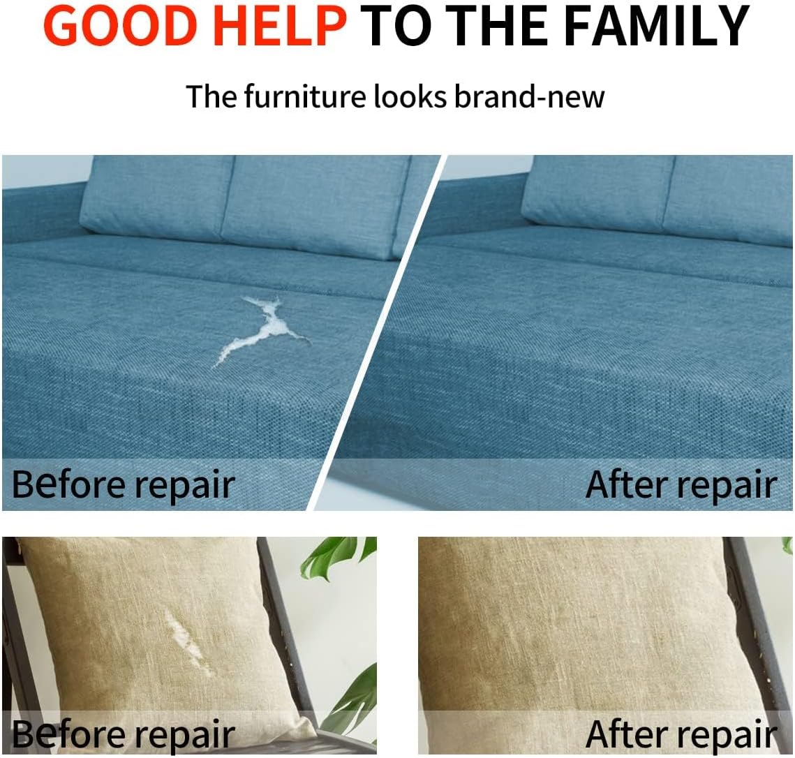 Fabric Repair Patches, Linen Repair Tape Self-Adhesive Fabric Patches Durable, DIY Large Linen Tape for Sofa, Couches, Furniture, Chair, Clothing （3.5X79 Inch, Dark Blue）