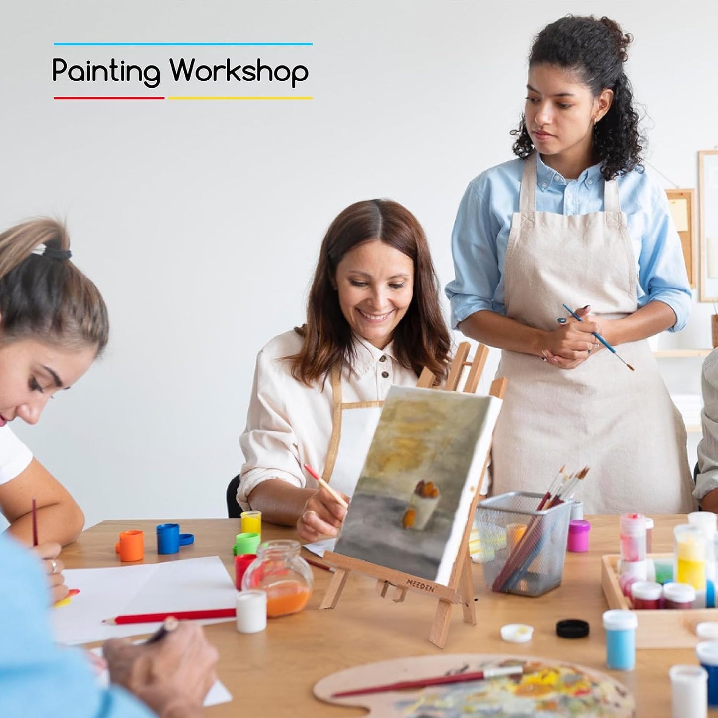 MEEDEN Mini Tabletop Easel Stand: 12" x 12 Pack Pine Wood Table Top Display Stand for Sign Picture- Black Mini Wooden Easel for Painting Party Classroom