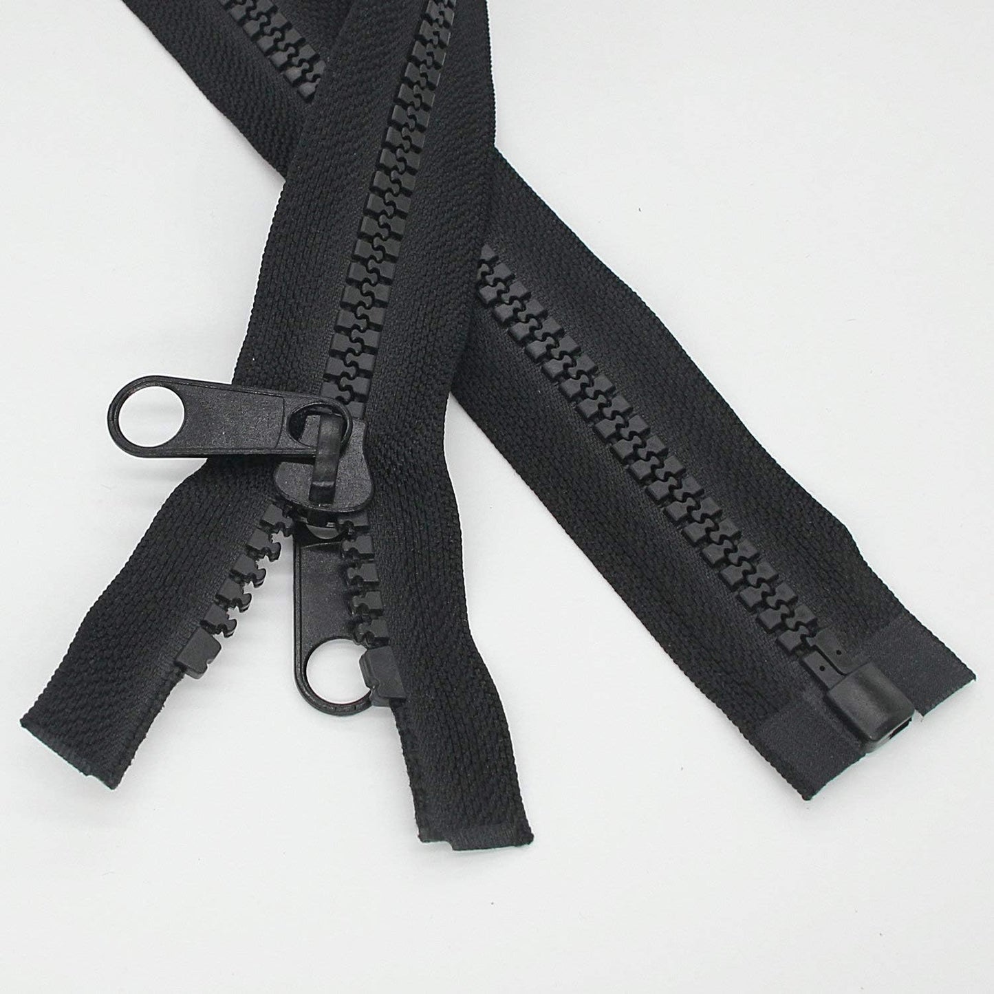 Leekayer 1PCS #10 114 Inch Heavy Duty Zippers for Sewing Separating Large Plastic Zippers Black Tape with Double Pull Tab Slider, Sleeping Bag, Boat, Canvas, Cover, Trampoline, Dog Bed,Tent