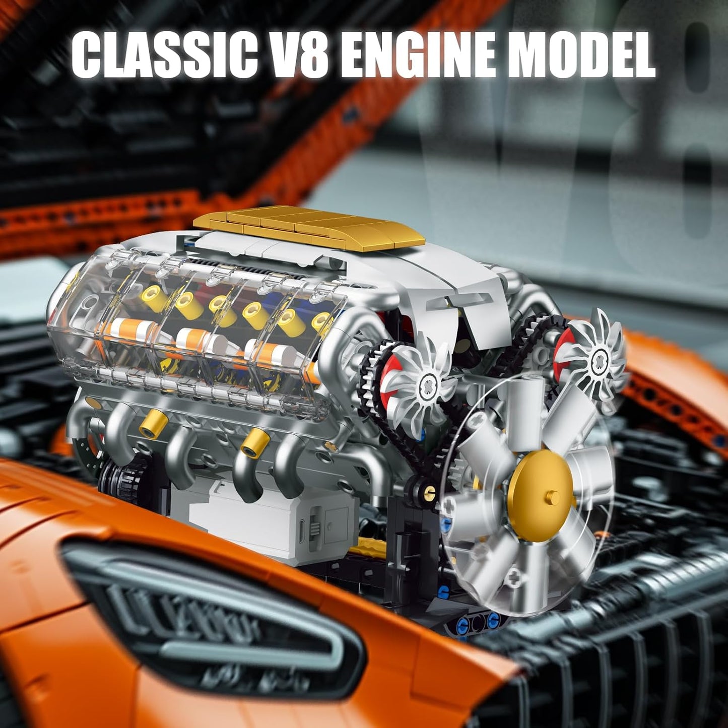 V8 Engine Building Kit for Adults, Build Your Own MOC Mini V8 Engine Model Toy for Display, Compatible with Lego Car Set, STEM Building Project for Teens & Kids Boys 8-14 (692 PCS)