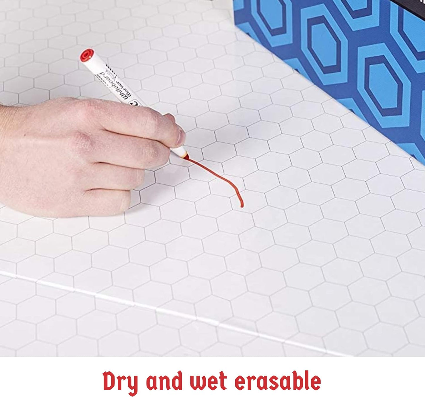Hexers XL Role-Playing Game Board, Vinyl Mat Alternative Compatible with Dungeons and Dragons DND, Pathfinder, RPG, 44 inches on 34 inches with 1 inch Squares and Hexes, Foldable and Dry Erase