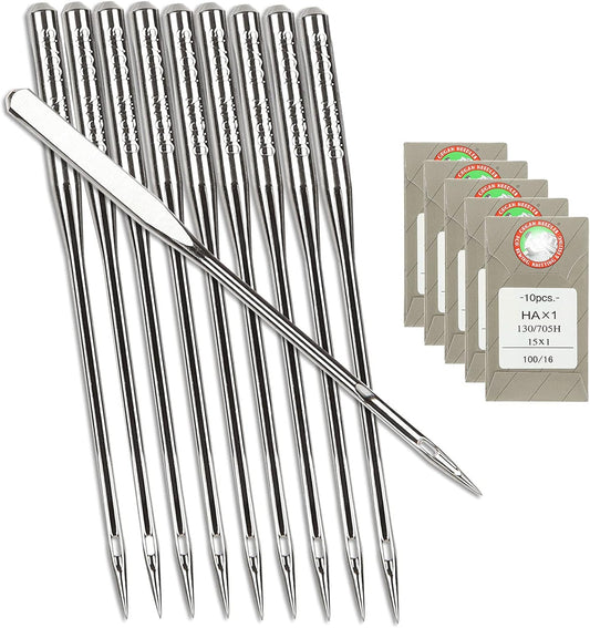 50 Pcs Sewing Machine Needles for Brother, Size 100/16 130/705H HAx1 Embroidery Machine Needles for Brother Sewing Machine (5 Pack of 10 Needles)