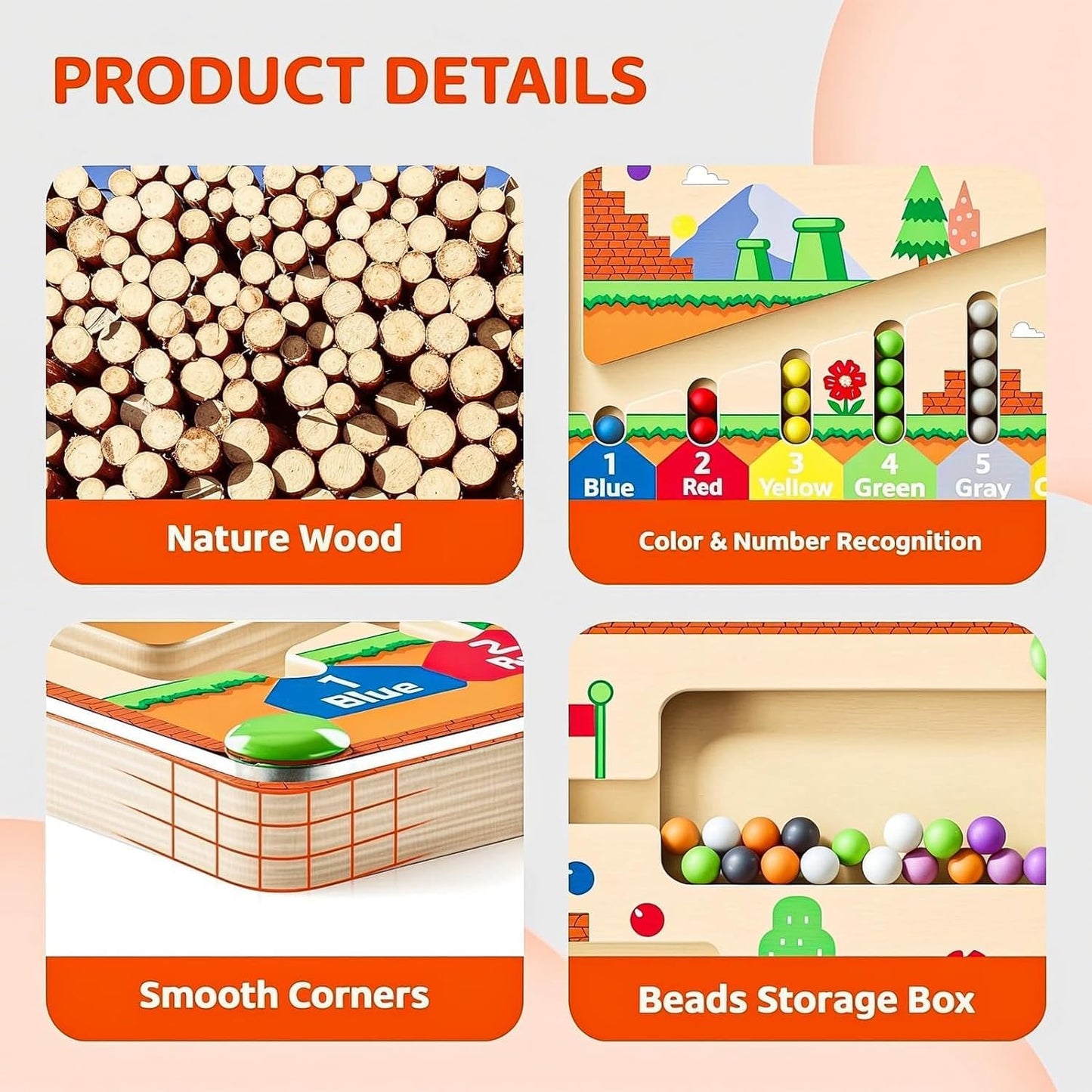 Montessori Toys,Magnetic Color and Number Maze,Wooden Toys for Ages 2-4,Toddler Fine Motor Skills Toys for Boys Girls