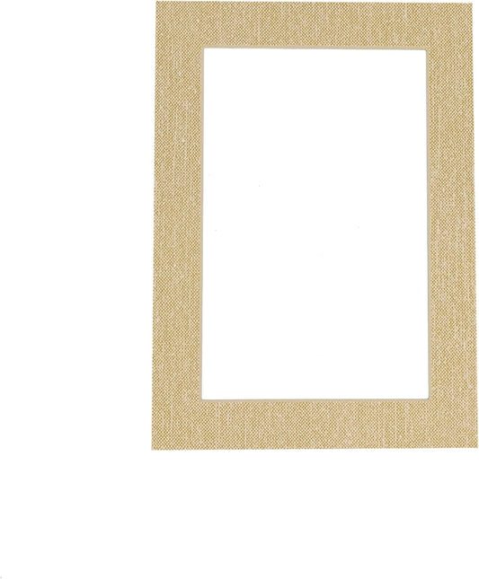11x14 Mat Bevel Cut for 8.5x11 Photos - Acid Free Fresh Linen Canvas Precut Matboard With Backing Board and Crystal Clear, Self Seal Mat Bag - For Pictures, Framing - 4-ply Thickness