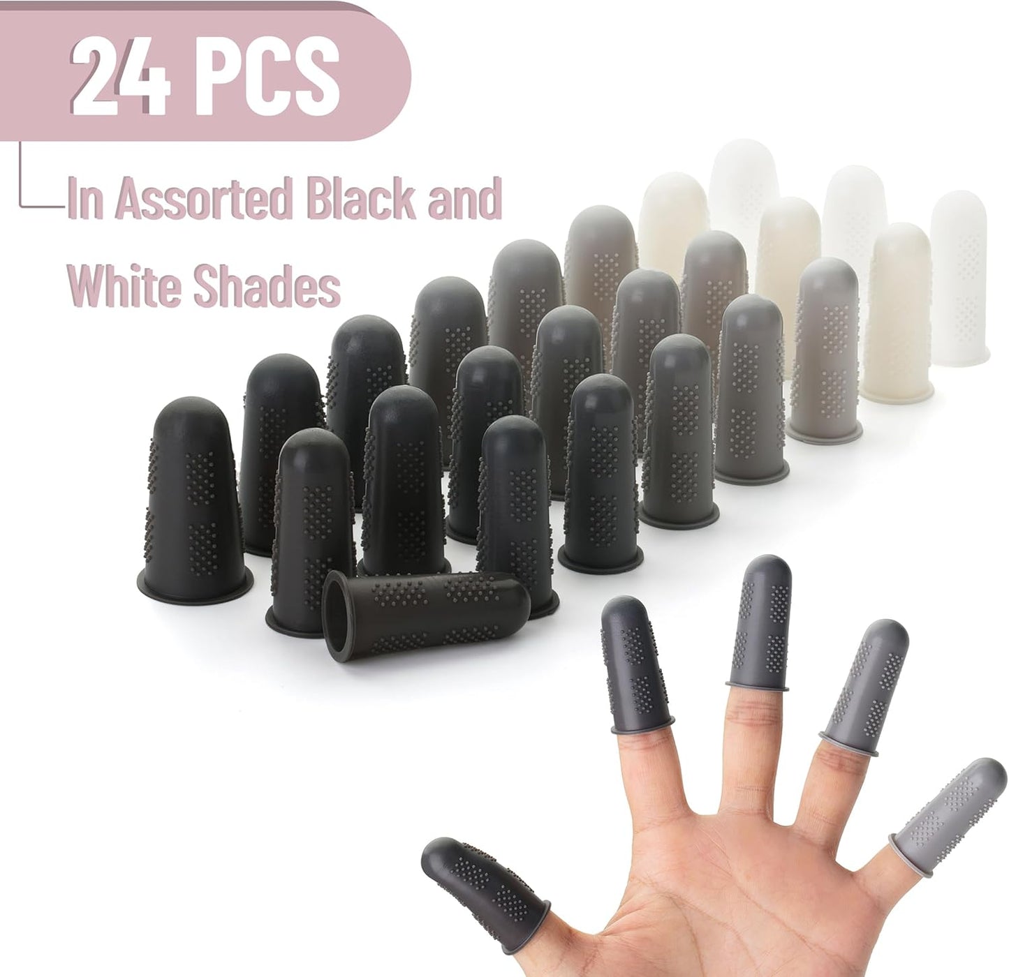Mr. Pen- Hot Glue Gun Finger Protectors, 24 pcs, Black and White Shades, Silicone Finger Protectors, Rubber Fingers Tips, Rubber Finger Covers, Rubber Finger Tips Protector, Finger Gripper