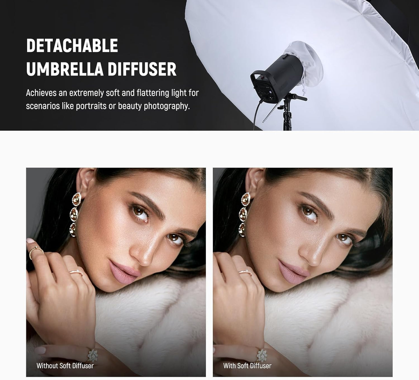 NEEWER 41"/104cm Parabolic Reflective Umbrella Photography with White Inner, Soft Lighting with Diffuser Cover, Bag, Quick Fold for Camera Photo Studio Video Light Shooting Monolight Flash, NS1U
