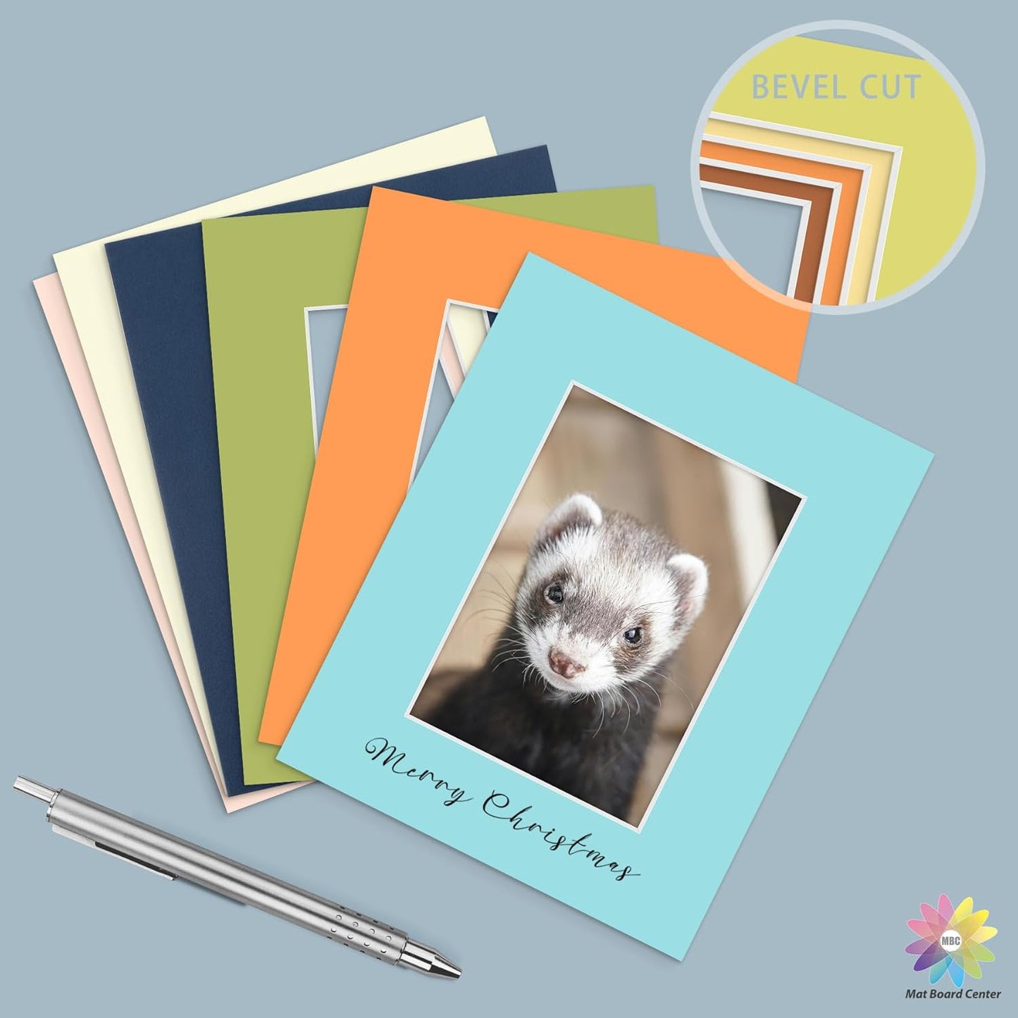 Mat Board Center, Pack of 20, 8x10 Mixed Colors White Core Picture Mats Mattes Matting for 5x7 Photo
