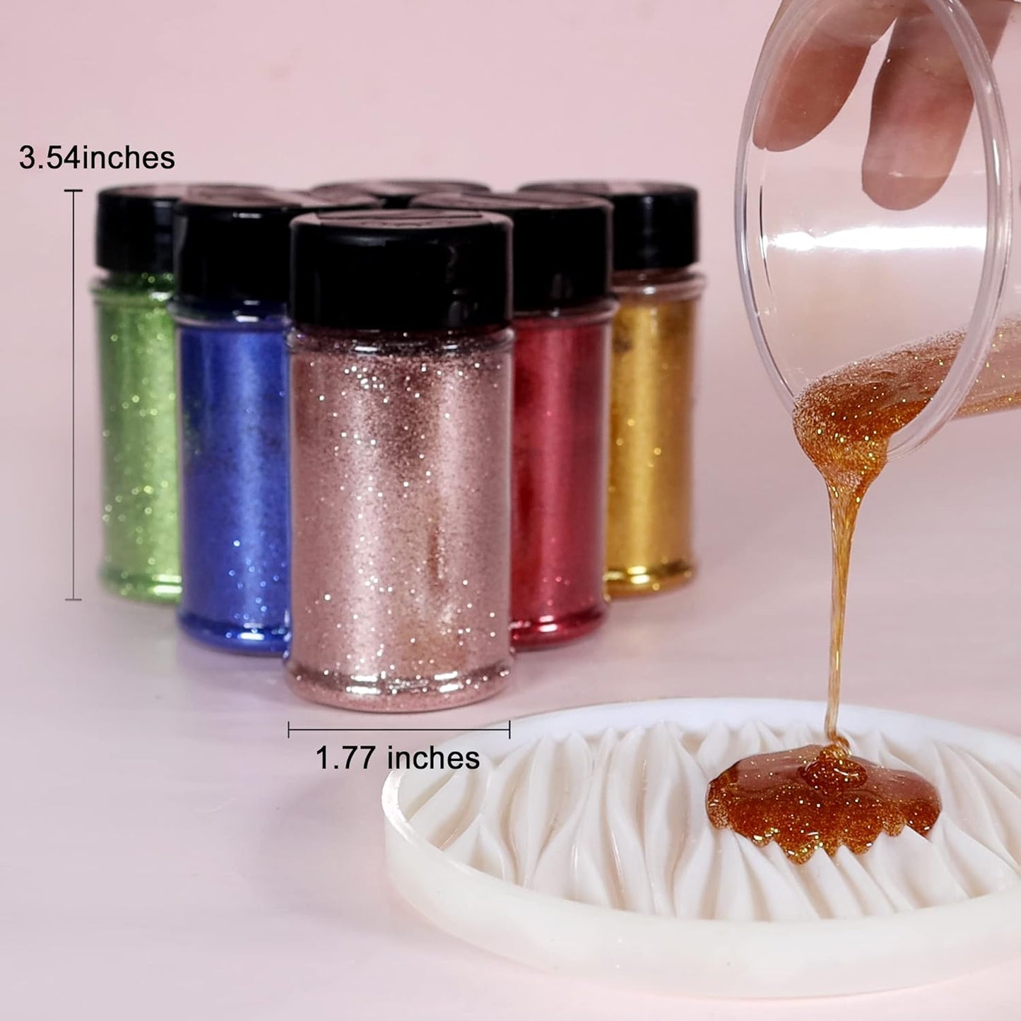 Renfio Ultra Fine Glitter Powder Metallic Resin Glitter 2.11 Oz (60g) PET Flakes Crafts Sequins 1/128" 0.008" 0.2mm Epoxy Chips Flakes for Tumblers Slime Decoration - Coffee Red