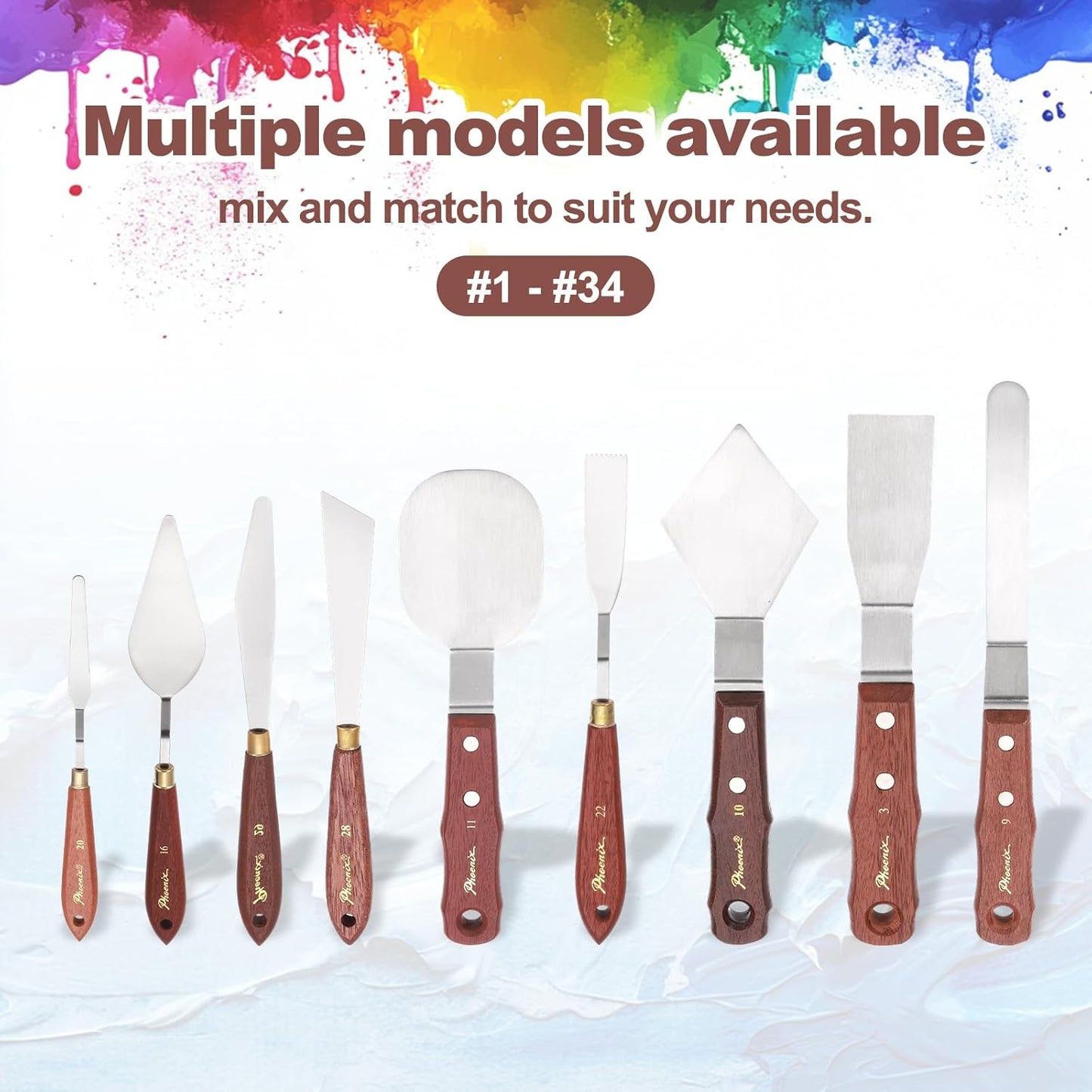 MECCANIXITY Pack of 1 Palette Knife No.20, 7.5" Long Palette Knives with Stainless Steel Flexible Spatula Pallet Knife and Wood Handle for Scraping, Mixing, Oil Acrylic Painting Canvas