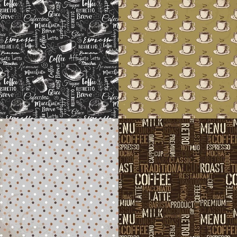 Vintage Coffee Scrapbook Paper Pad - 6x6, 24 Sheets, Cardstock, Square, Uncoated, Perfect for Scrapbooking, Crafts