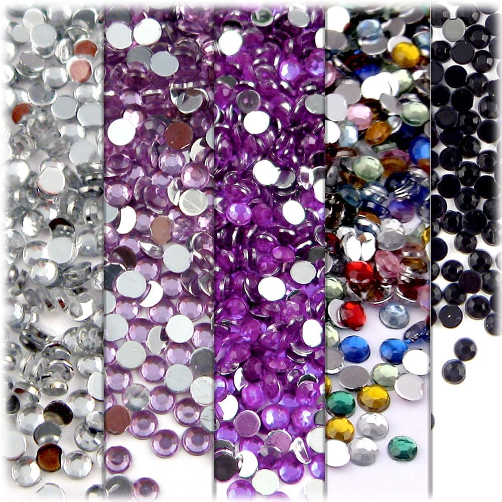 The Crafts Outlet 5-PK Set (7,200-Piece), Round 3mm Rhinestones, Flatback, Red Tones 2