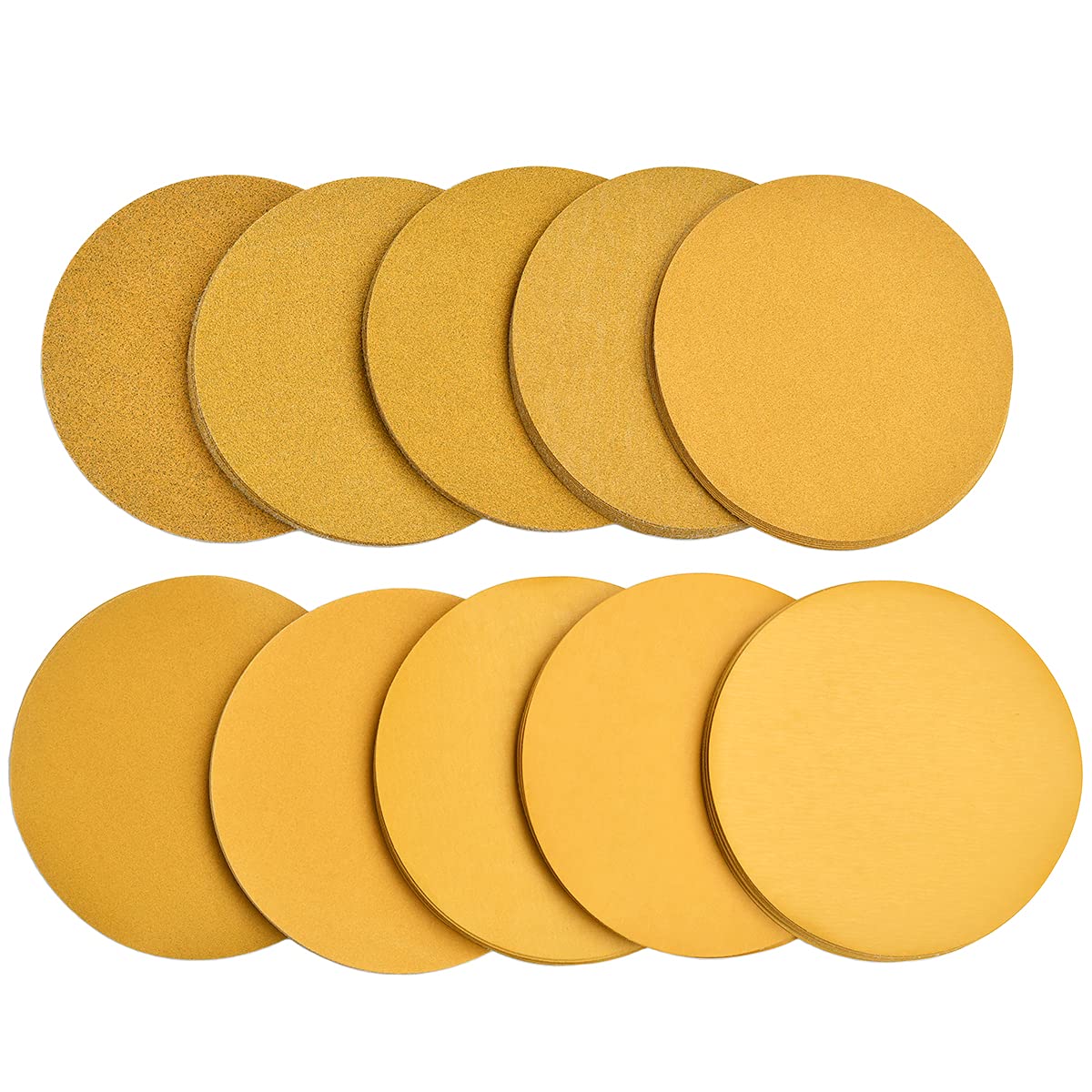 6-Inch No-Hole Hook and Loop Sanding Discs, 60/80/100/120/150/220/320/400/600/800 Assorted Grits Sandpaper for Random Orbital Sander, 100-Pack