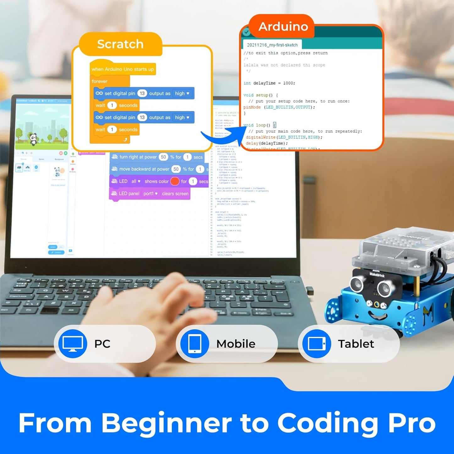 Makeblock mBot Robot Kit, Robotics for Kids Ages 8-12 Learn to Code with Scratch & Arduino, STEM Toys Science Kits for Kids Age 8-12 Boys and Girls Age 8+