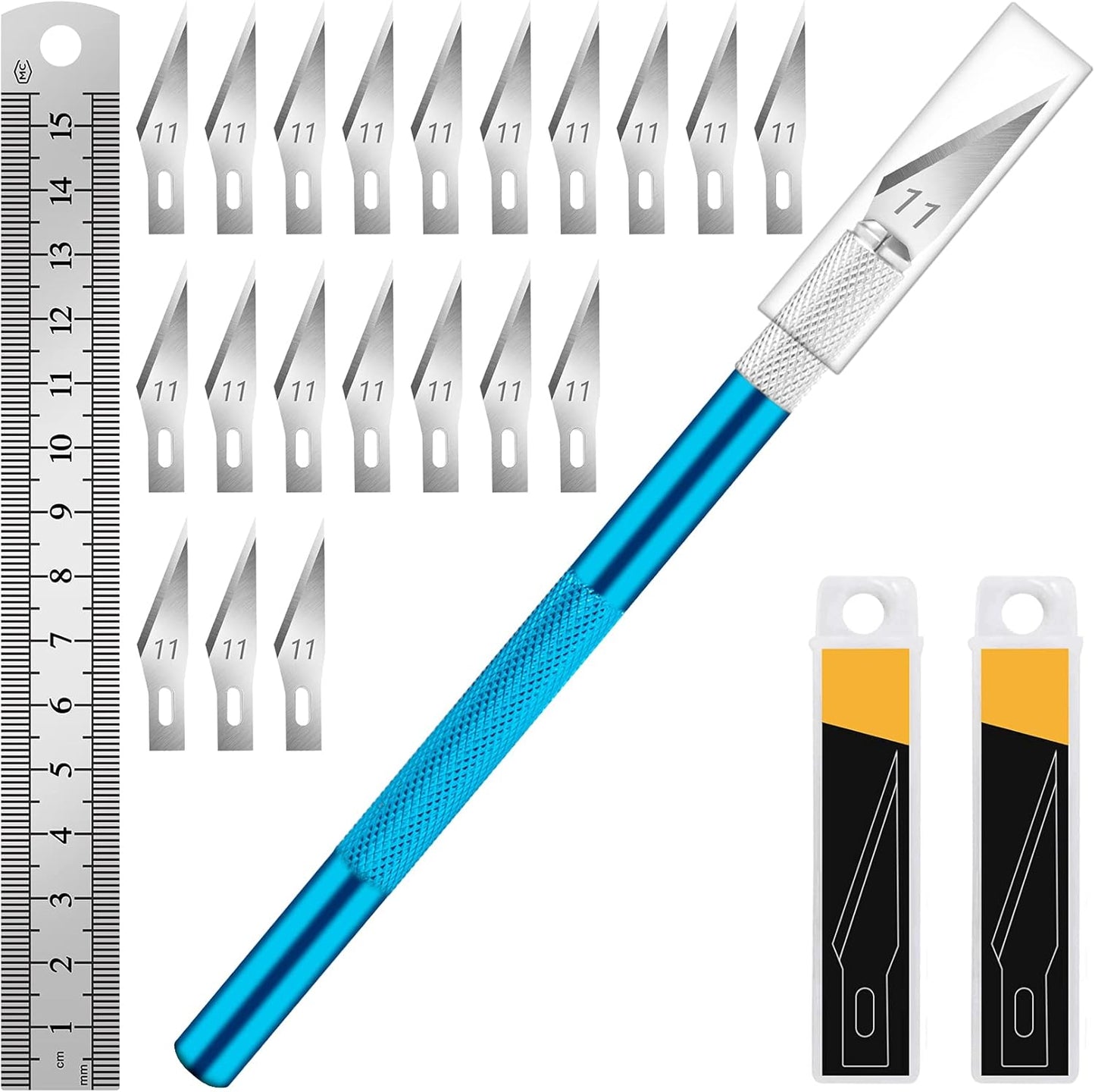DIYSELF 1PCS Exacto Knife with Safety Cap and 20PCS Craft Precision Hobby Knife Blades for Modeling, Scrapbooking, Stencil