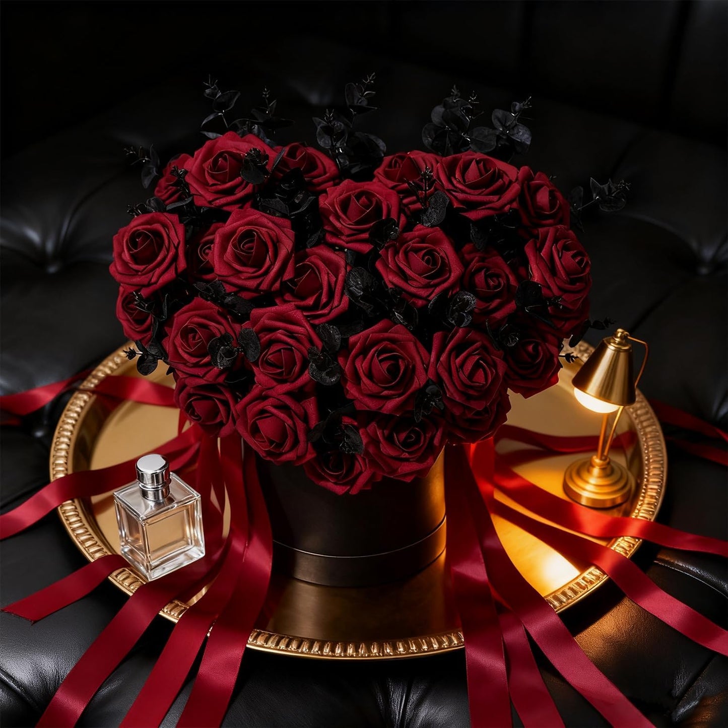 Artificial Flowers Foam Fake Roses 25pcs Red Roses with Stems for Home Decor DIY Wedding Bouquets Party Bridal Shower Centerpieces Faux Flower Arrangements Tables Decorations