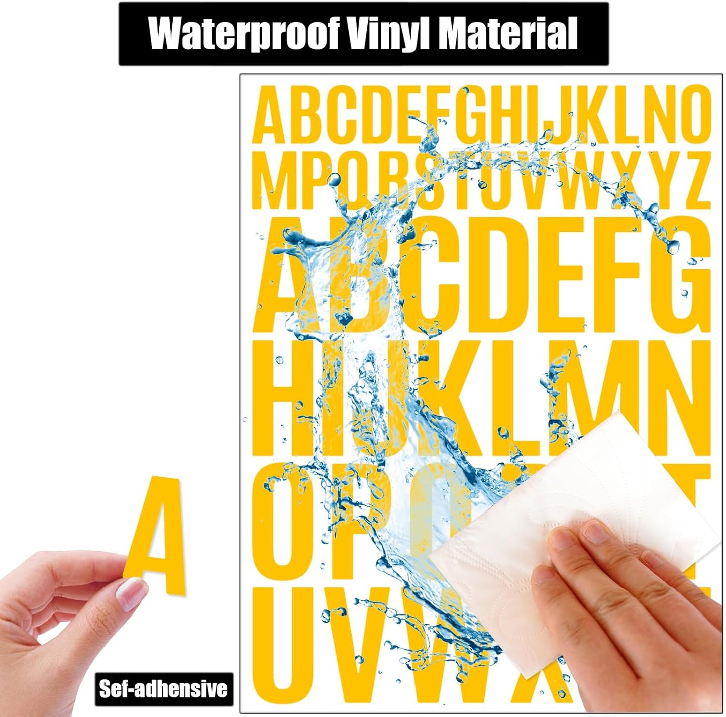 Bemeol Letter Stickers 1560 Pieces 30 Sheets Stick on Vinyl Letters Capital Alphabet Sticker Letter for Craft Bulletin Boards Classroom Home Business Decor(Yellow,1 Inch,2 Inch)