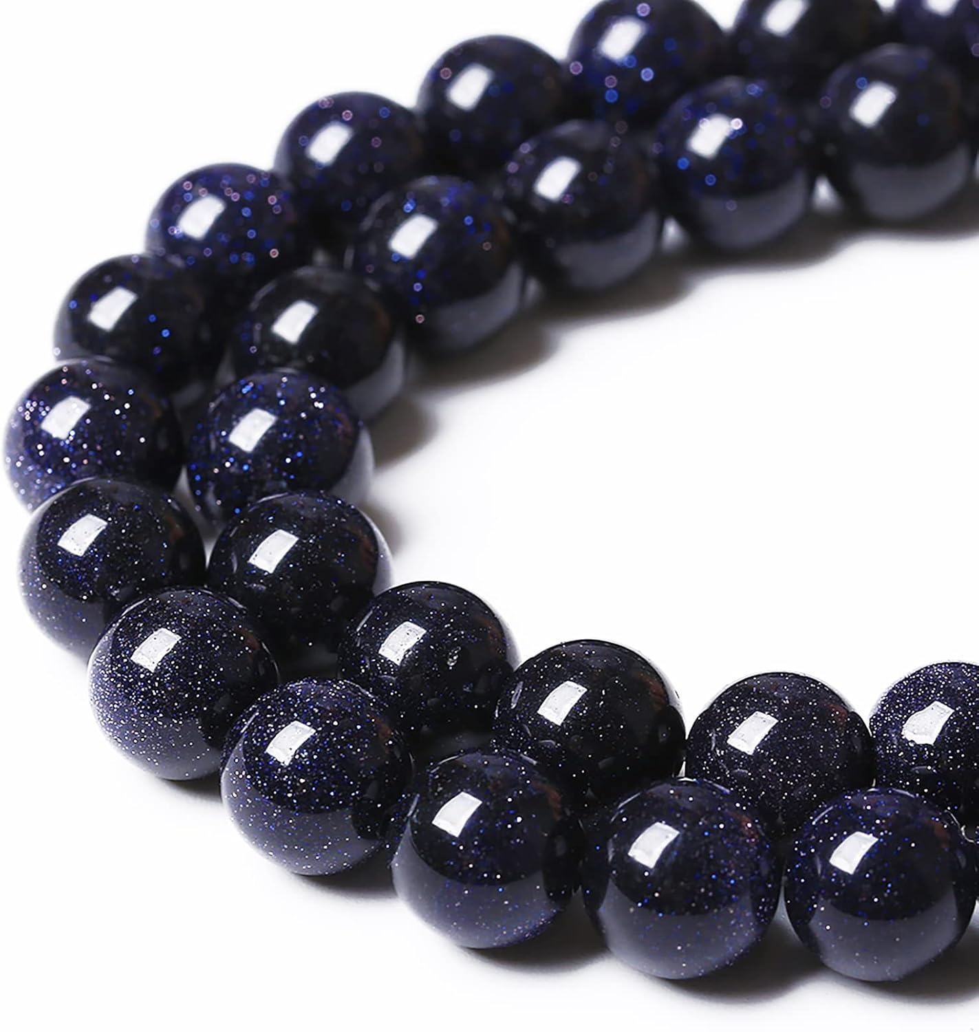 45PCS 8mm Blue Sandstone Gemstone Beads Beads Natural Stone Round Loose Beads for Jewelry Making DIY Bracelet Necklace 15" Inch