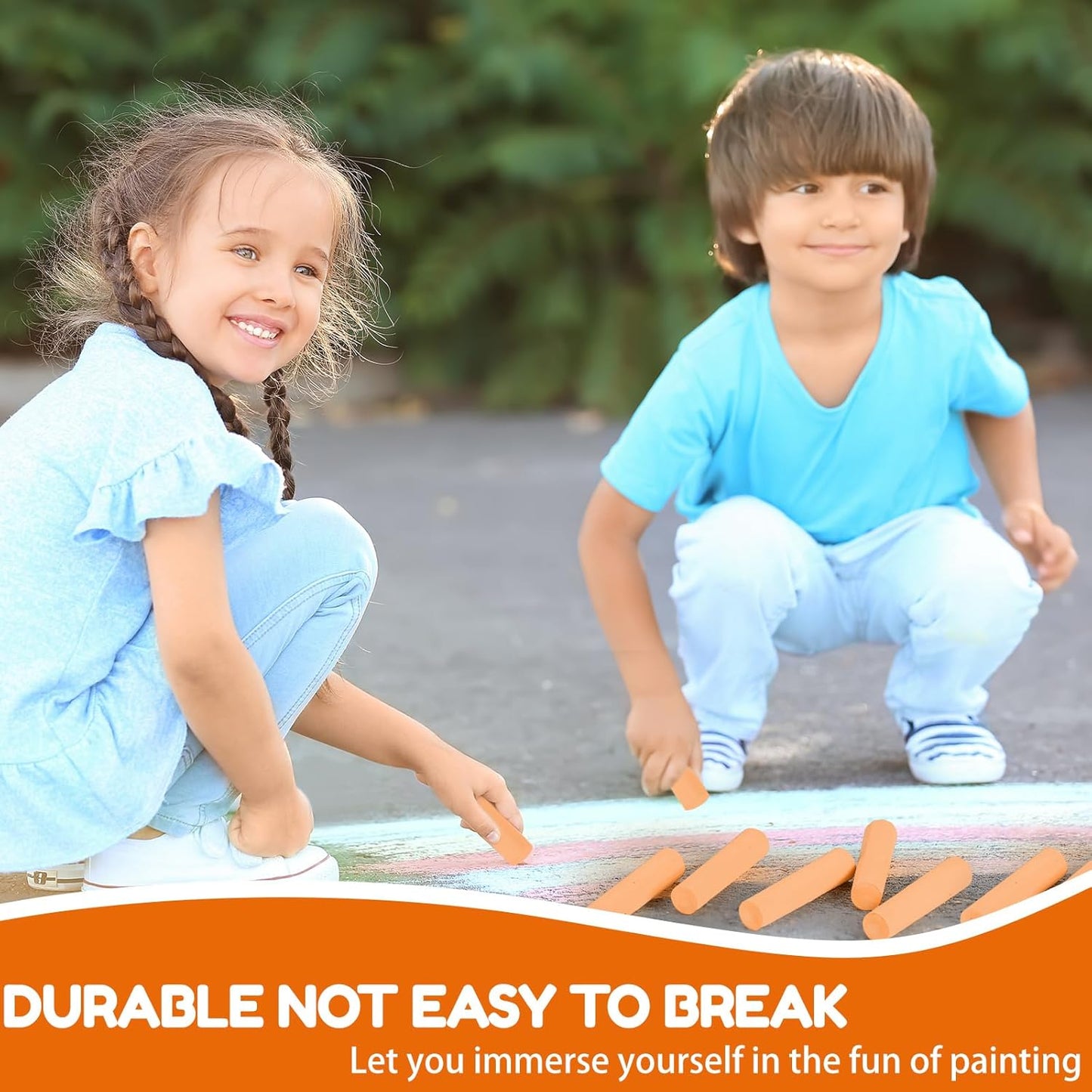 Fulmoon 40 Pcs Jumbo Sidewalk Chalk for Kids Outdoor Art Non Toxic Large Washable Street Chalk for Adults Drawing Painting Classroom(Orange,Round Style)