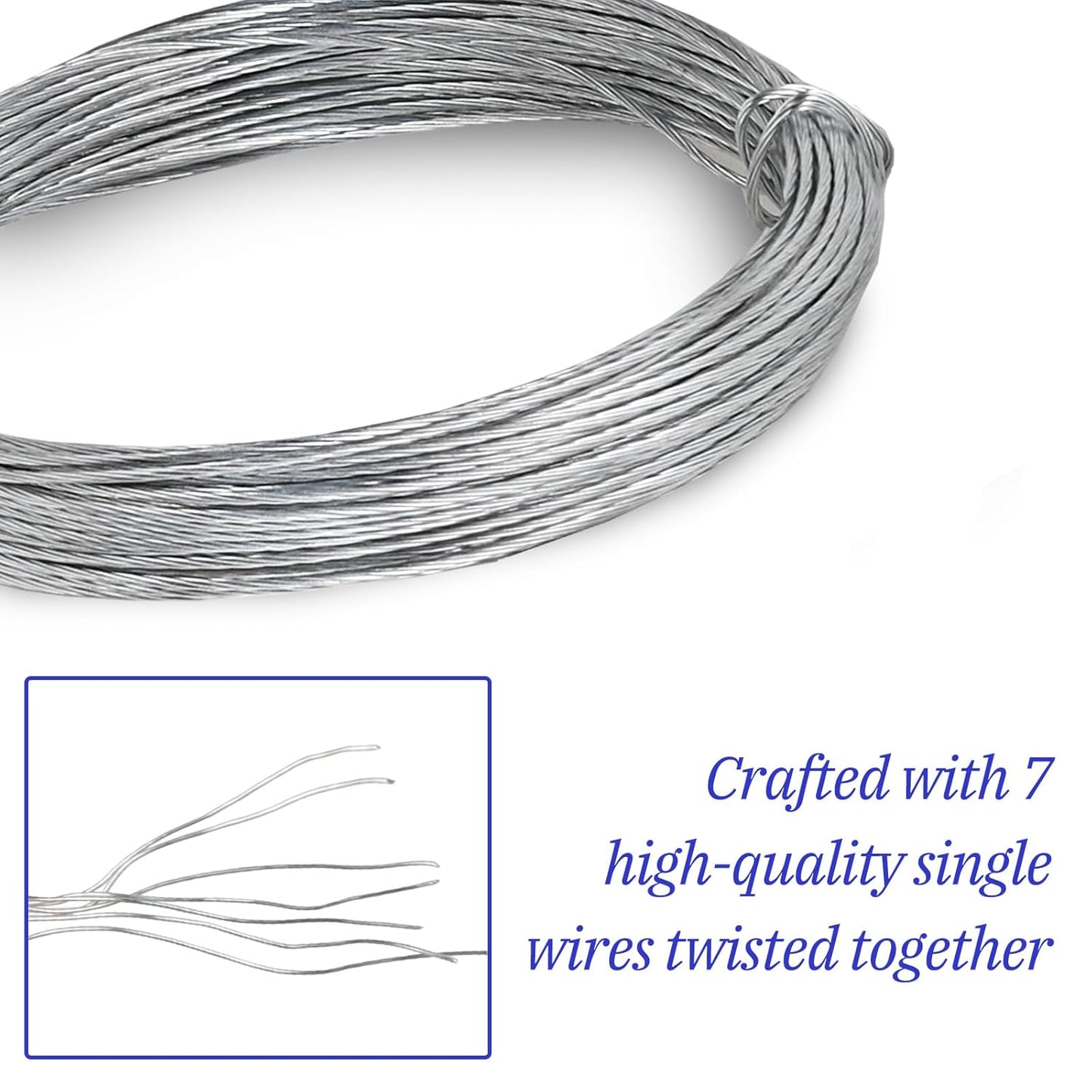 32.8 Feet/10m Stainless Steel Picture Hanging Wire, Heavy Duty Metal Wire for Photo Artwork and Picture Hanging (0.7mm/0.03in)