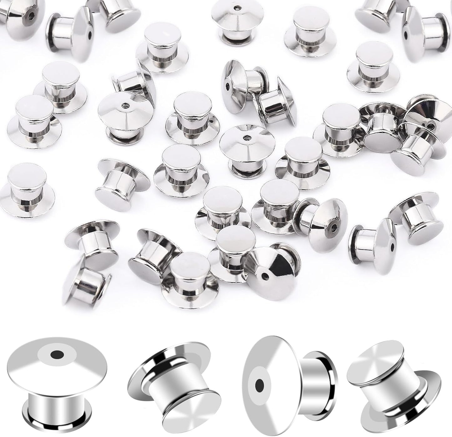 DECYOOL 60PCS Metal Locking Pin Backs, Pin Keepers Clasp Pin Backs Locking Buckles for Brooch DIY Crafts Badges Enamel Lapel Needles Pin Lock