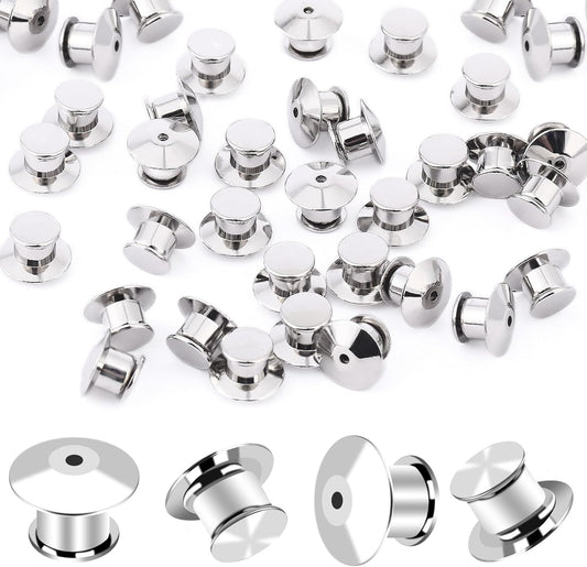DECYOOL 30PCS Metal Locking Pin Backs, Pin Keepers Clasp Pin Backs Locking Buckles for Brooch DIY Crafts Badges Enamel Lapel Needles Pin Lock