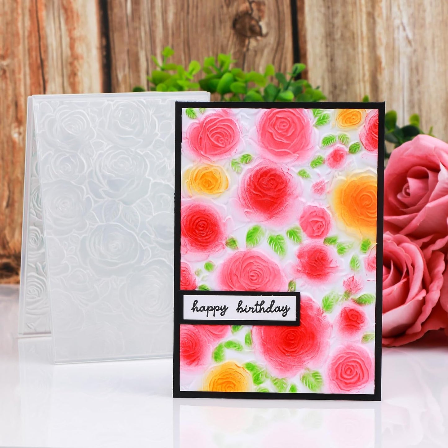 BAOFALI 3D Embossing Folder for Card Making,Floral Pattern Clear Plastic Texture Fades Embossing Folder Template for Scrapbooking Cardstock Album DIY Decoration Paper Crafting 6.3x4.5inch