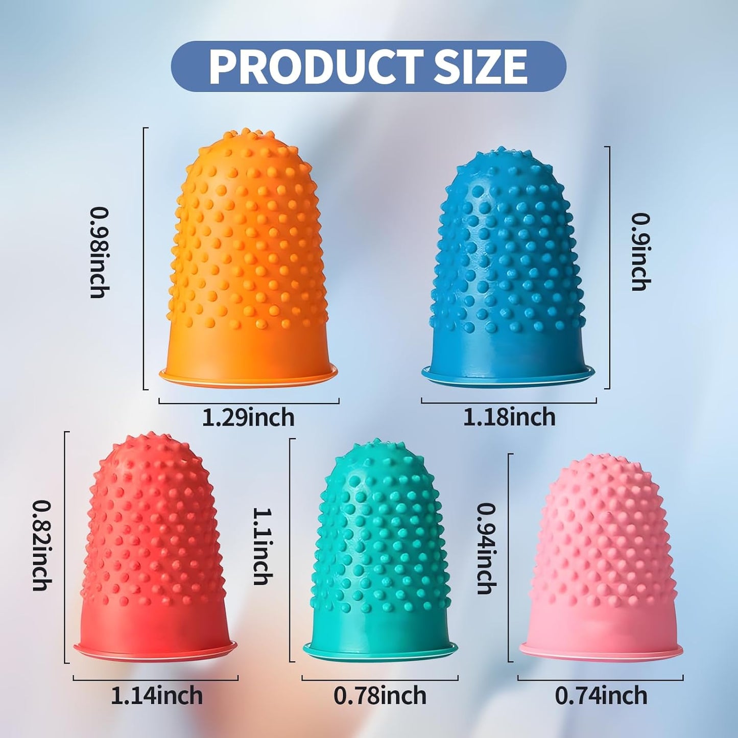 30 pcs Rubber Thimble, Rubber Finger Tips, Office thimbles for Hand Embroidery, Cutting, Knitting & Counting, dedos de silicona para las Manos, dedales para Coser，Thumb Thimble in 5 Sizes and Colors