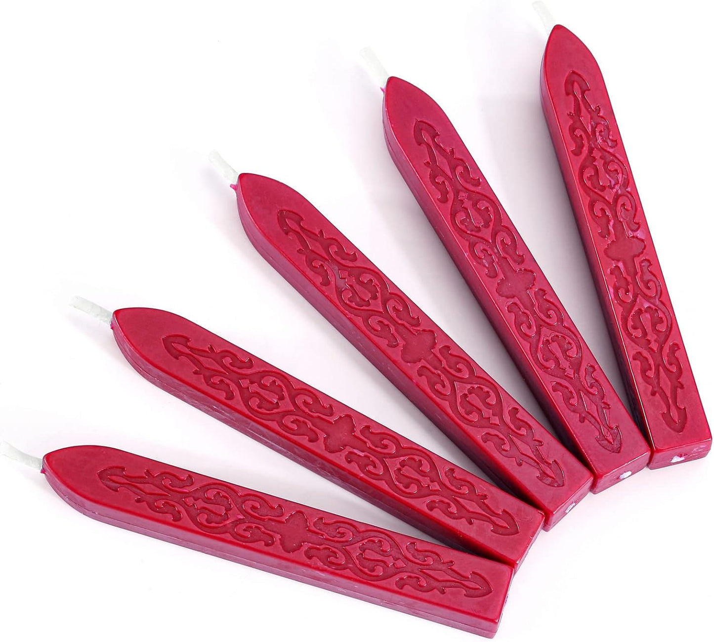 Yoption 5 Pcs Sealing Wax Sticks with Wicks for Wax Seal Stamps, Christmas Cards, Wedding Invitations, Wine Packaging, Gift Wrap, Envelopes (Wine Red)