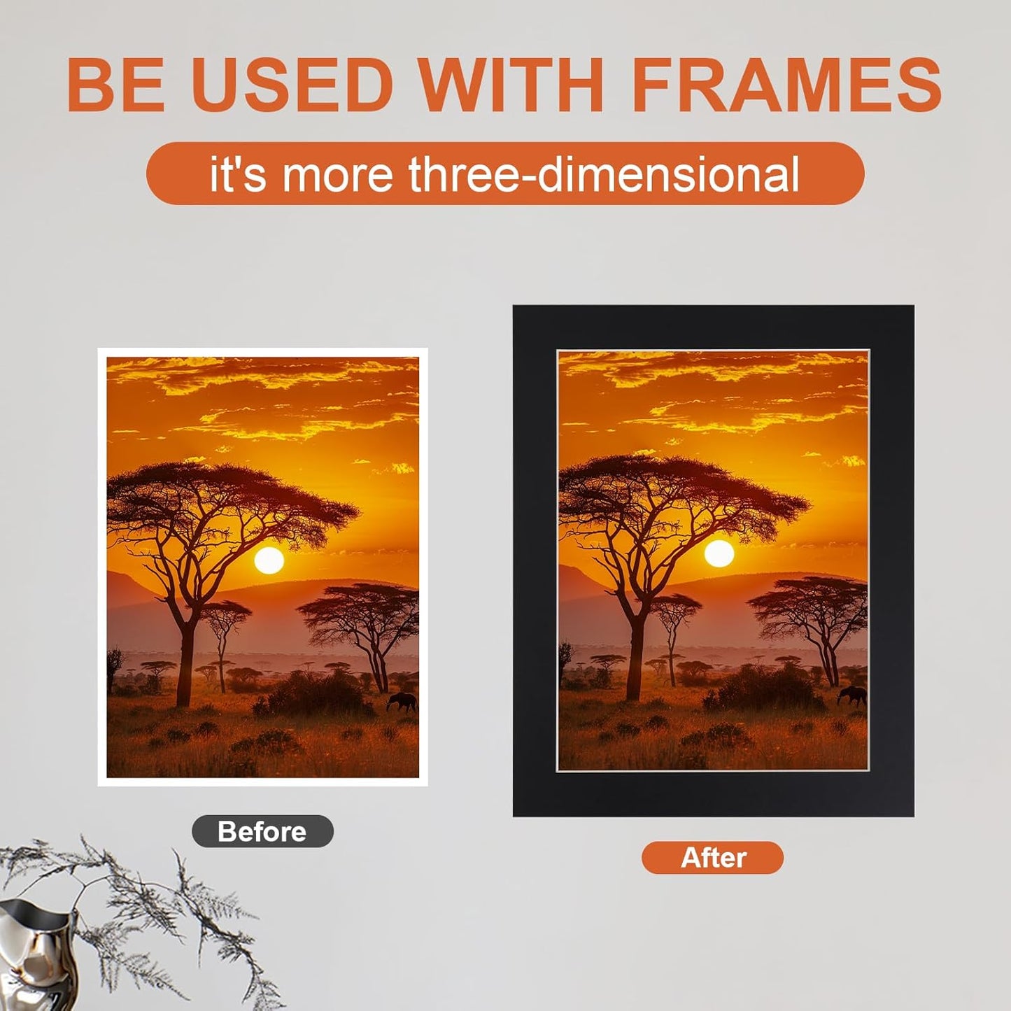 HOTUO 10 Pack Acid Free Black 11x14 Picture Frame Mats for 9x12, Pre-Cut with Ivory Core Bevel Cut, 4 Ply Thickness Photo Mat for Frames/Artwork/Prints/Pictures.