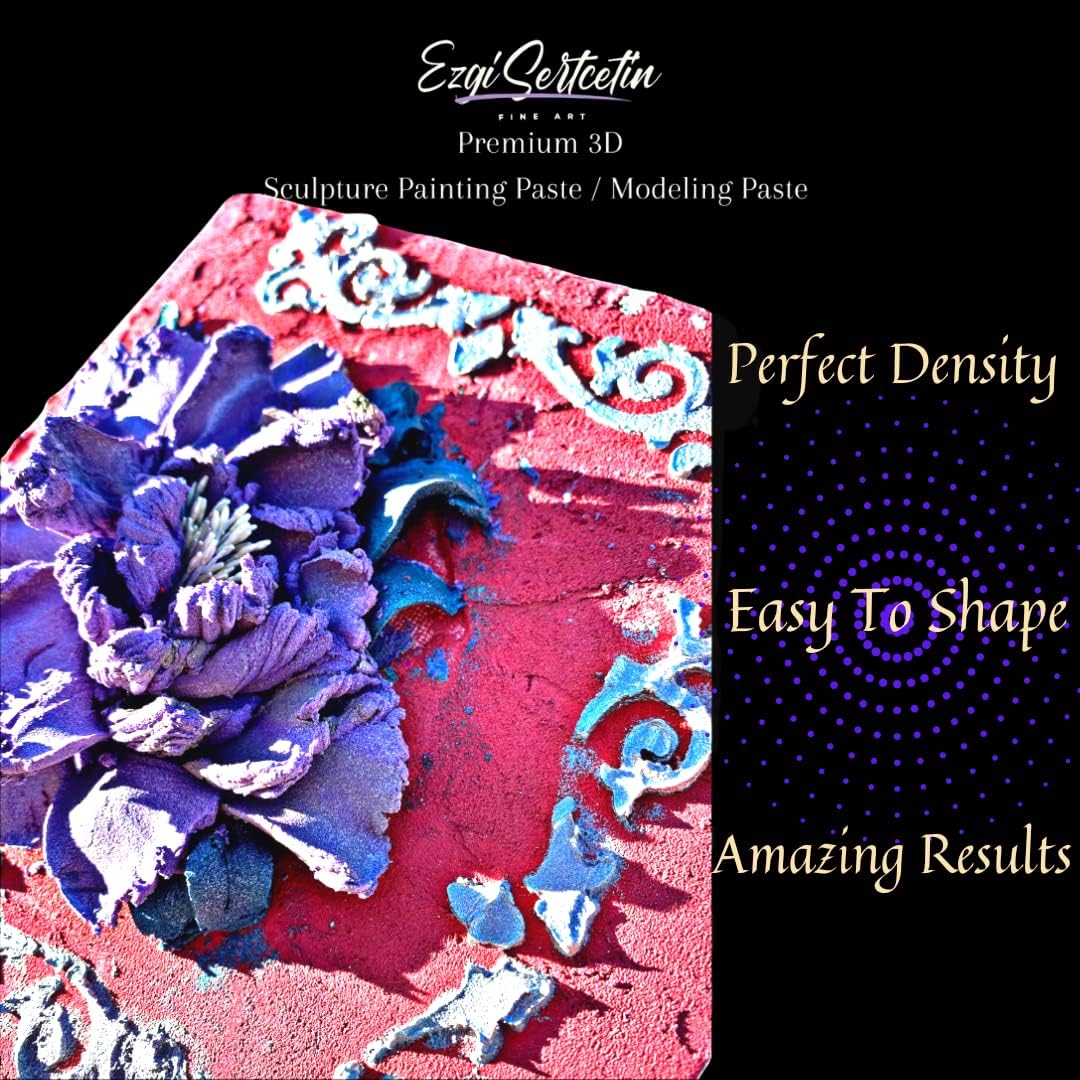3D Sculpture Painting Paste|Texture Paste|Decorative Plaster|Ready to Use|Unique Metallic Pearl and Neon Colors|Ideal for Artwork|Stencil|Flowers|Texture and Art Relief|6 oz (Nude)