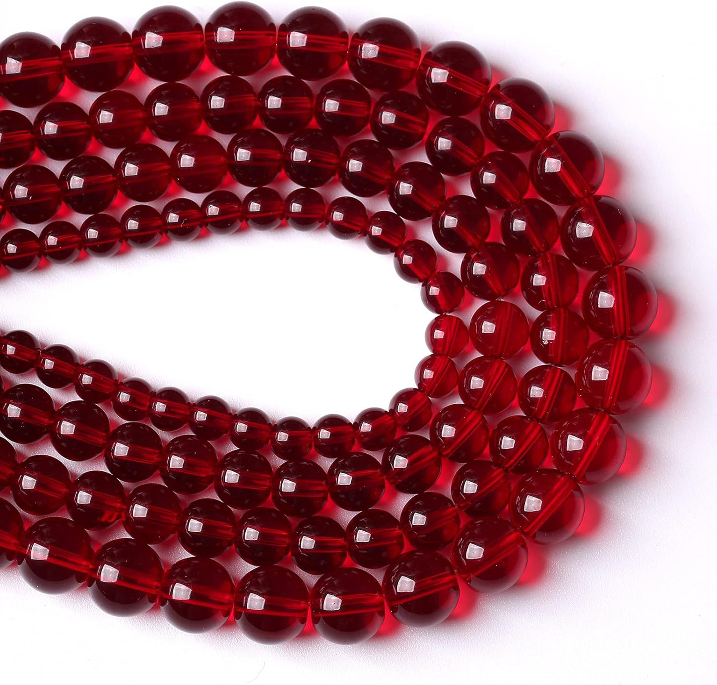 Smooth Garnet Red Glass Crystal Round Loose BeadsFor Jewelry Making DIY Bracelet Necklace Accessories 8mm 51pcs 15" Strand (Garnet Red Glass, 8mm)