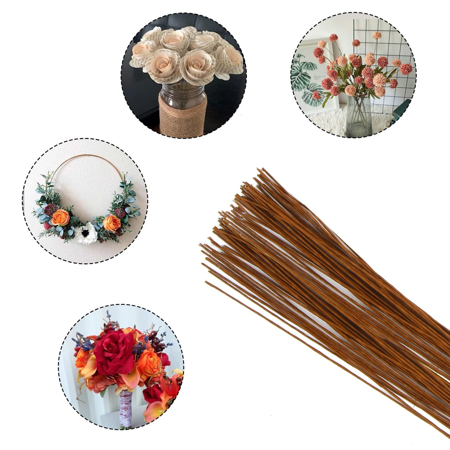 Decora 20 Gauge Brown Floral Wire 16 inch,50/Package