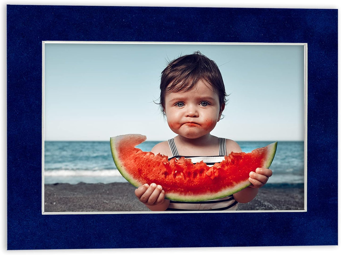 8.5x11 Mat Bevel Cut for 7x9 Photos - Acid Free Brooke Blue Suede Precut Matboard - For Pictures, Photos, Framing - 4-ply Thickness