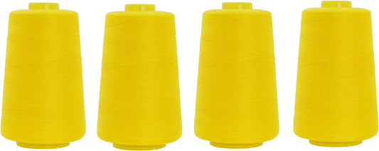 Mandala Crafts 4 Pack of Serger Threads Cones Spools - 20S/2 24000 Yards Polyester Yellow Threads for Sergers Machine and Overlock Quilting Sewing Machine