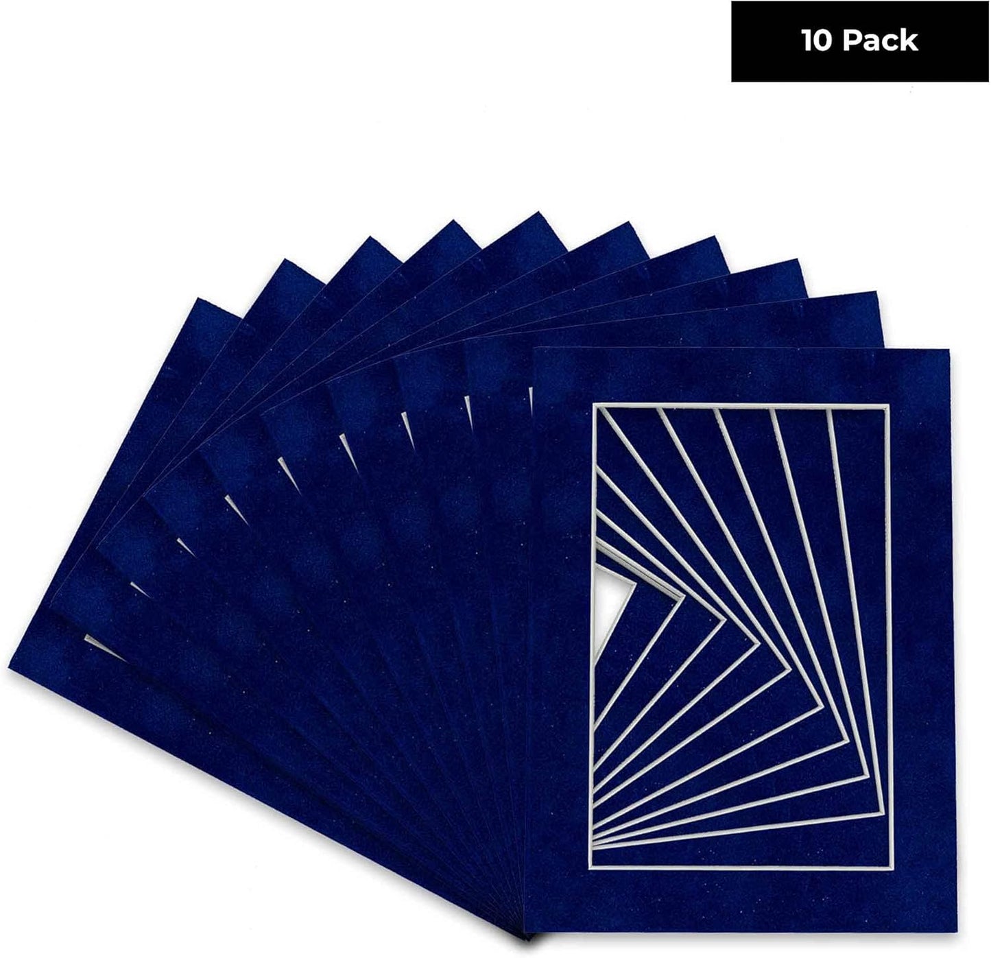 Pack of TEN 11x14 Mats Bevel Cut for 8.5x11 Photos - Acid Free Brooke Blue Suede Precut Matboards For Pictures, Photos, Framing - 4-ply Thickness