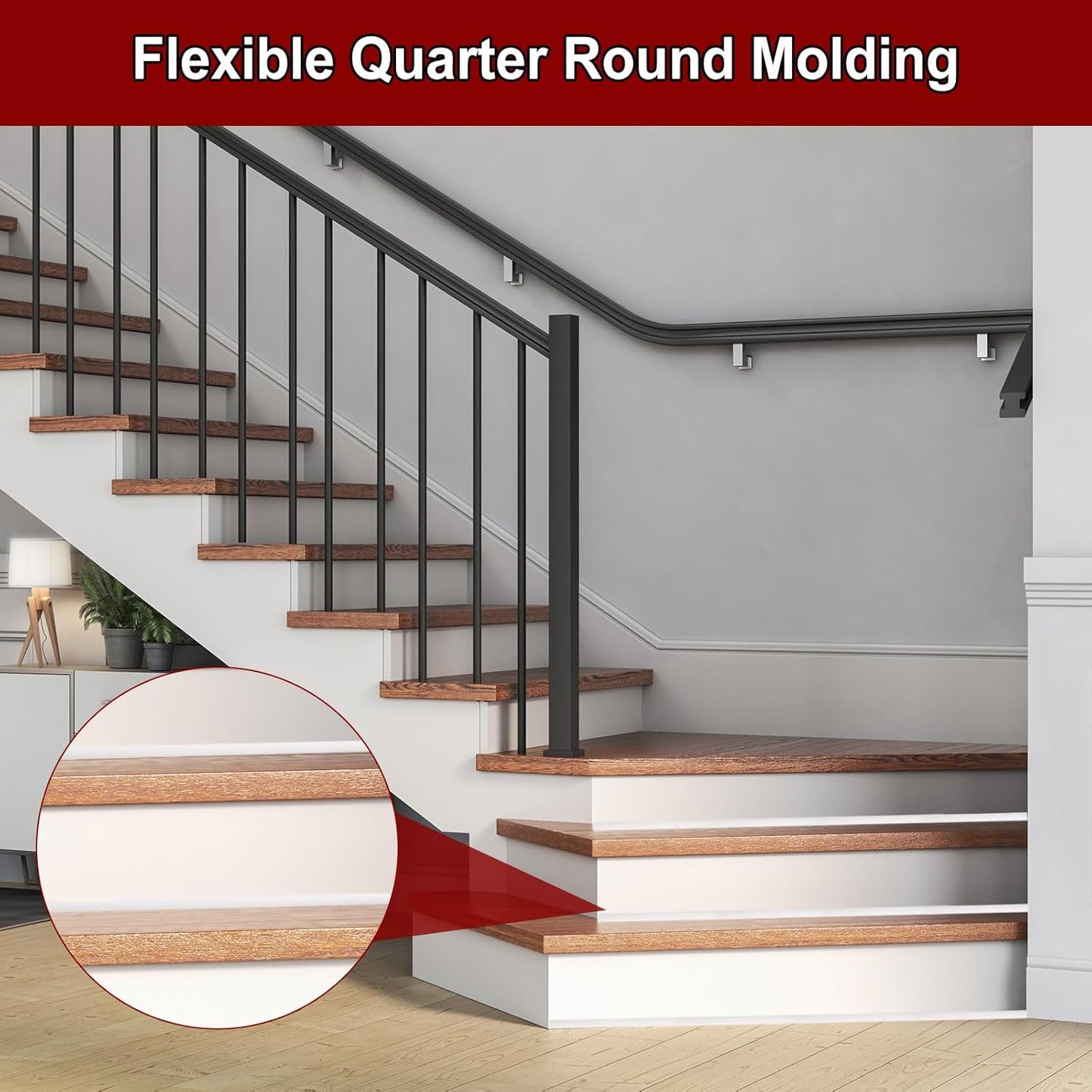 uxcell 157 Inch Flexible Quarter Round Molding Silicone Peel and Stick Trim Self Adhesive Shower Water Barrier for Corner Decor Bathroom Kitchen, Gray