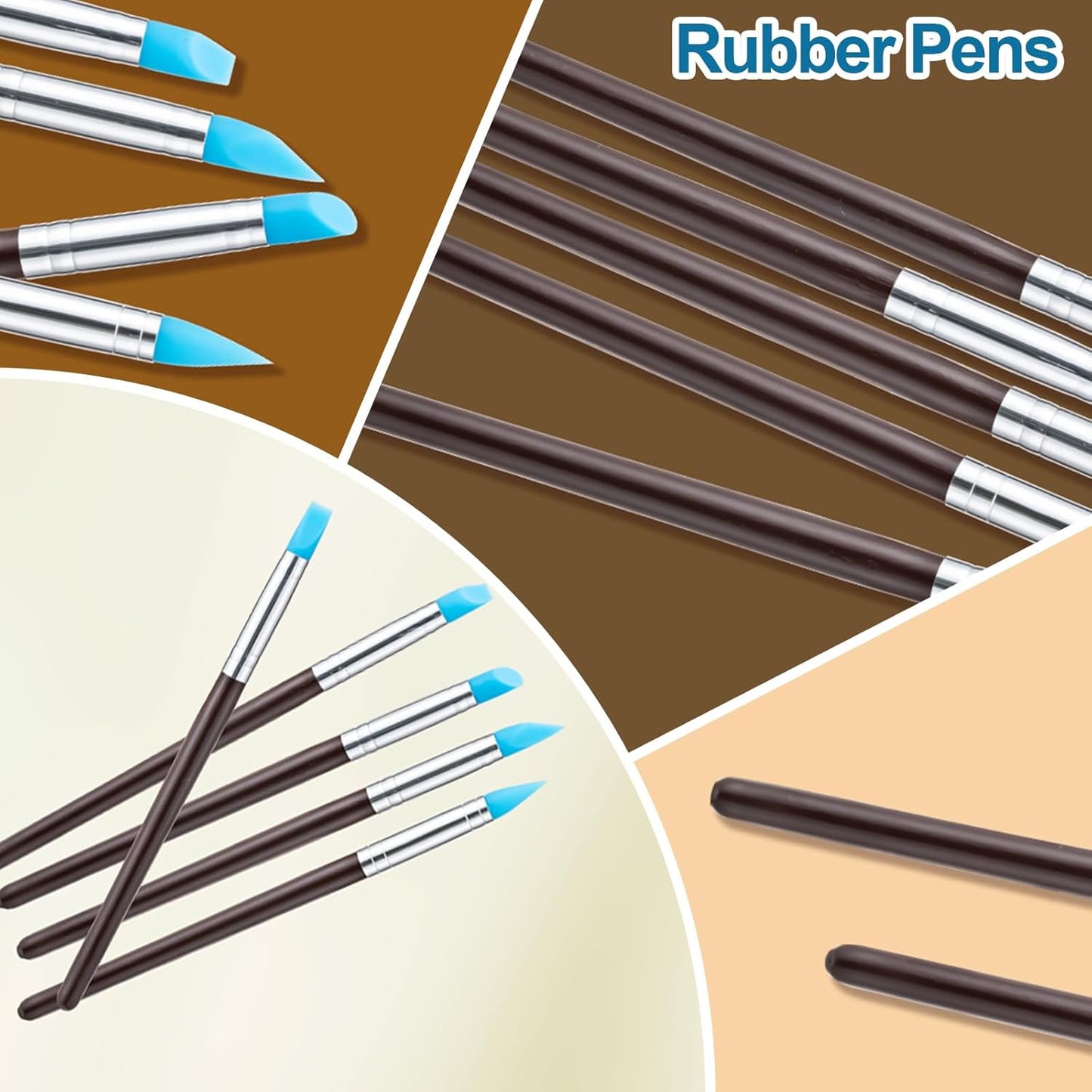 Amrules 10Pcs Clay Sculpting Tools, Practical Dual-End Rubber Pens and Dotting Tools Kit for Adults, Rock Painting, Nail Art, Carving, Drawing, Art Modeling, Shaping, Pottery Craft, Silicone Brushes