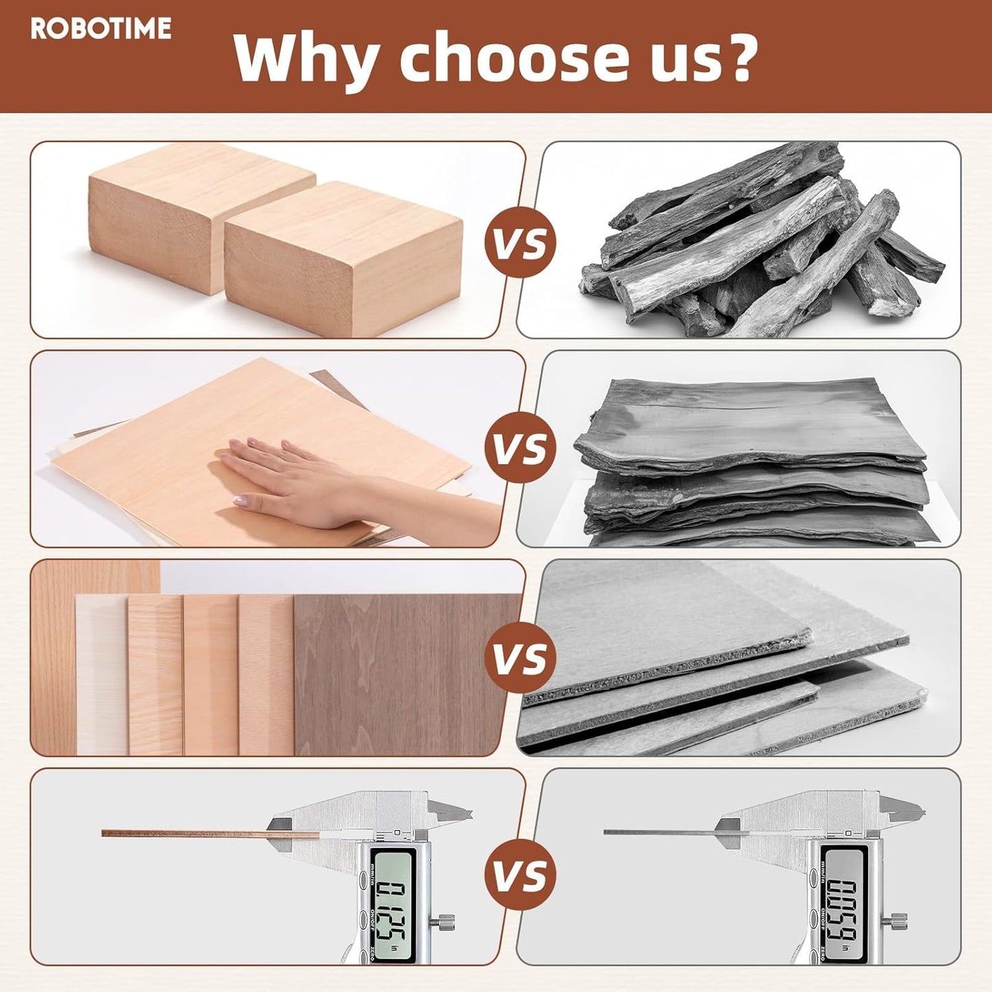 ROBOTIME 6-Pack Laser Wood Sheets 1/8" - 12 x 12 x 1/8 Inch - Cheery2Pcs &Walnut2Pcs &Maple2Pcs - 3mm Plywood for Laser Cutting, Laser Engraving Blanks