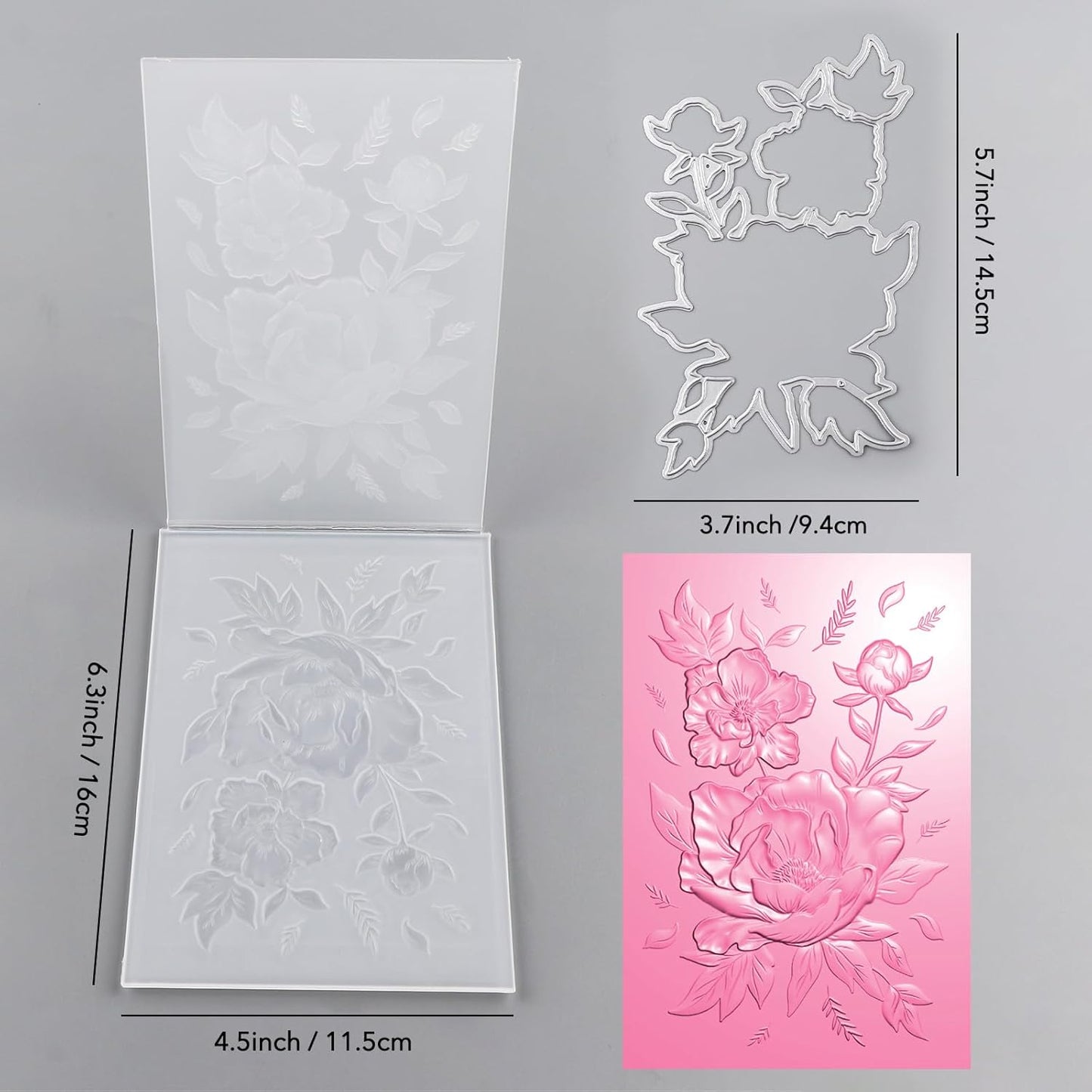 BAOFALI 3D Embossing Folder and Metal Die Set for Card Making,Embossing Template Paper Card Embossing Stencil for DIY Scrapbooking Photo Album Card Paper Craft Decoration 6.3" L x 4.5" W.(16x11.5cm)