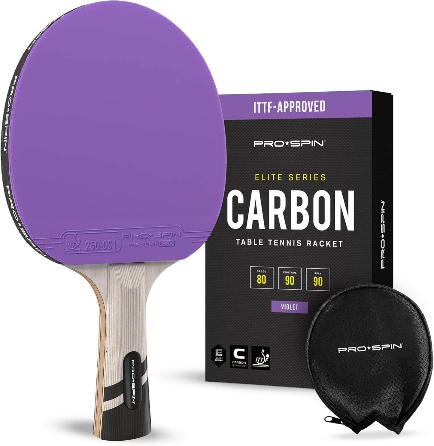 PRO SPIN Ping Pong Paddles - Professional Level Table Tennis Rackets with Carbon Fiber for Superior Control | 7-Ply Blade, Premium Rubber, 2.0mm Sponge | Includes Protector Case