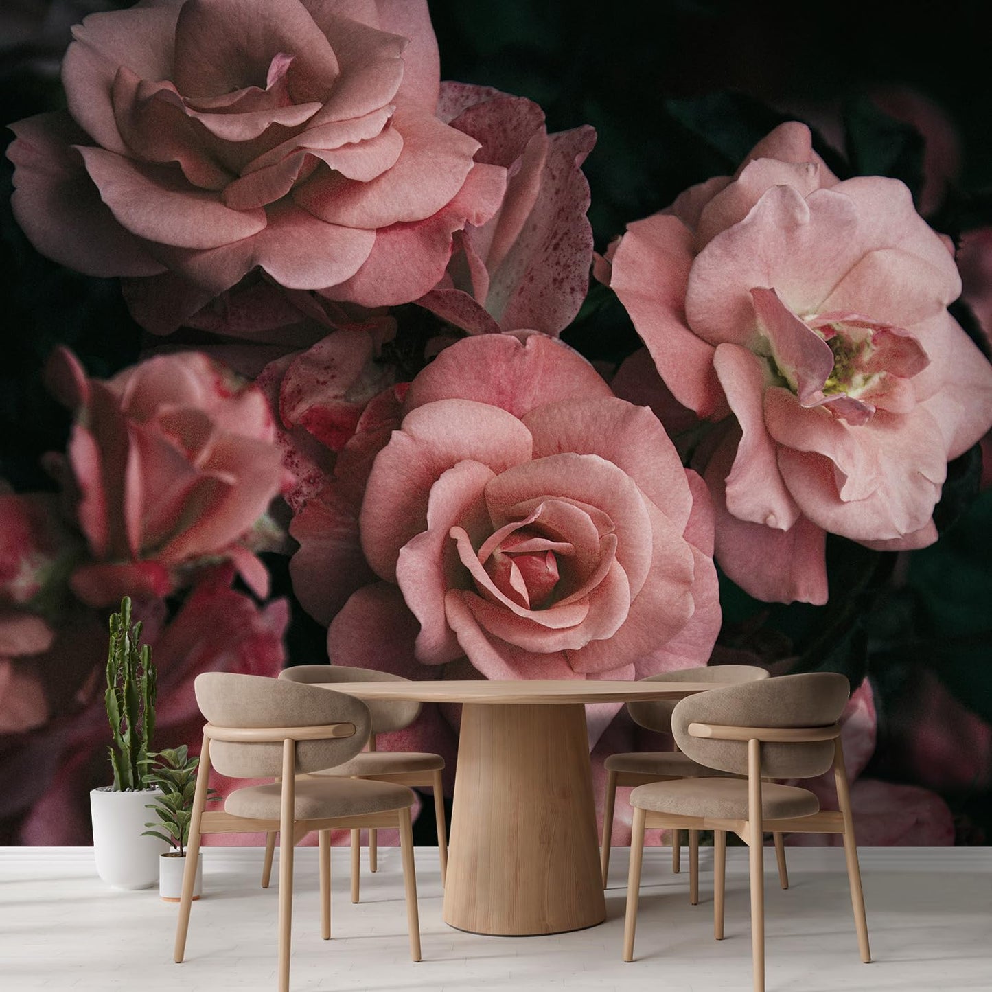 wall26 Wall Sticker/Wall Mural Dark Rose Flower Blossoms Nature Wilderness, Not Peel and Stick, Non-Woven Wallpaper Decorative for Bedroom, Living Room, Office - 108x168 inches