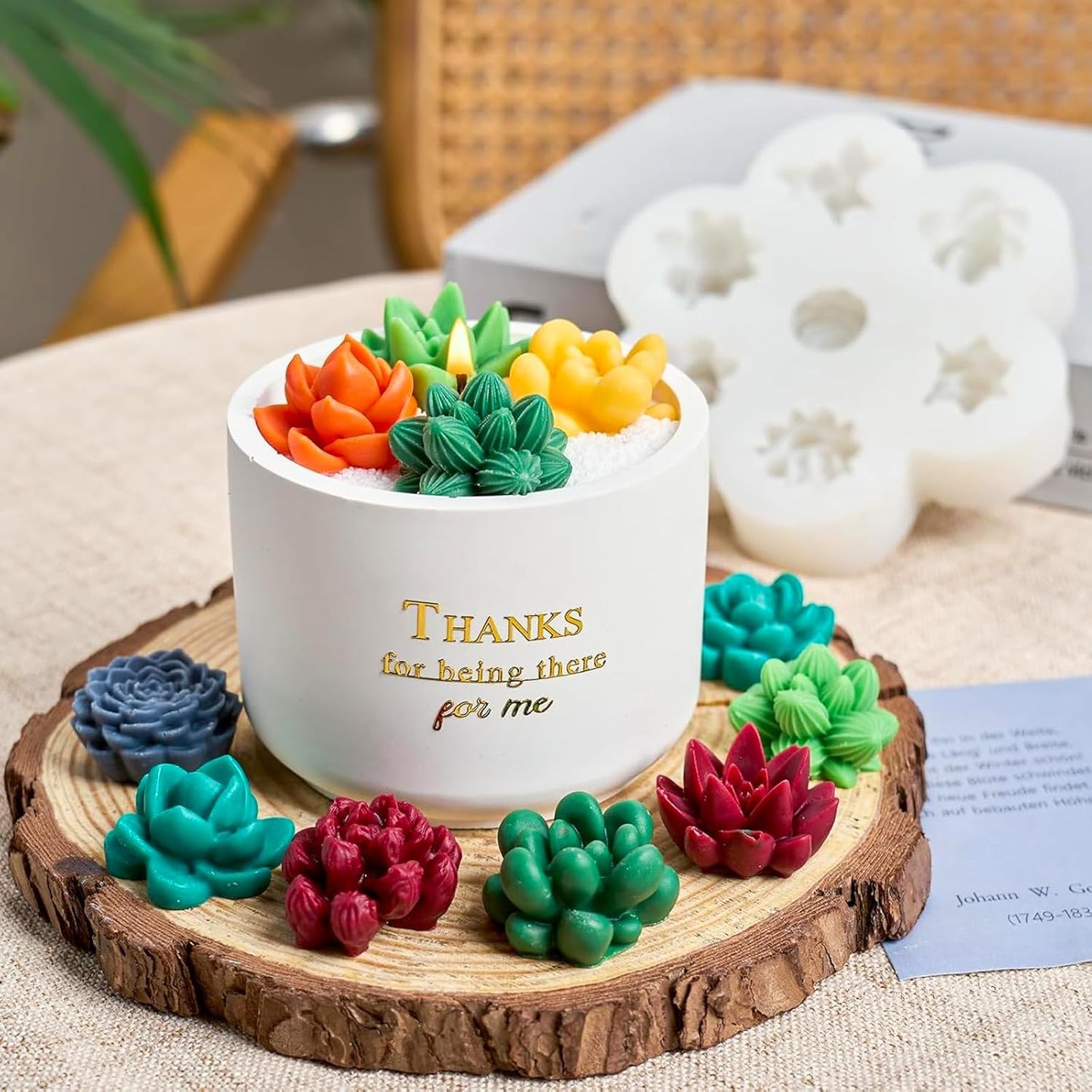 7 Pcs Succulent Fondant Molds 3D Silicone Cactus Succulents Leaves Moulds Succulent Plants Resin Molds Grow Plant Cupcake Cookie Baking Decorating Moulds for Summer Birthday Party DIY Candy, White